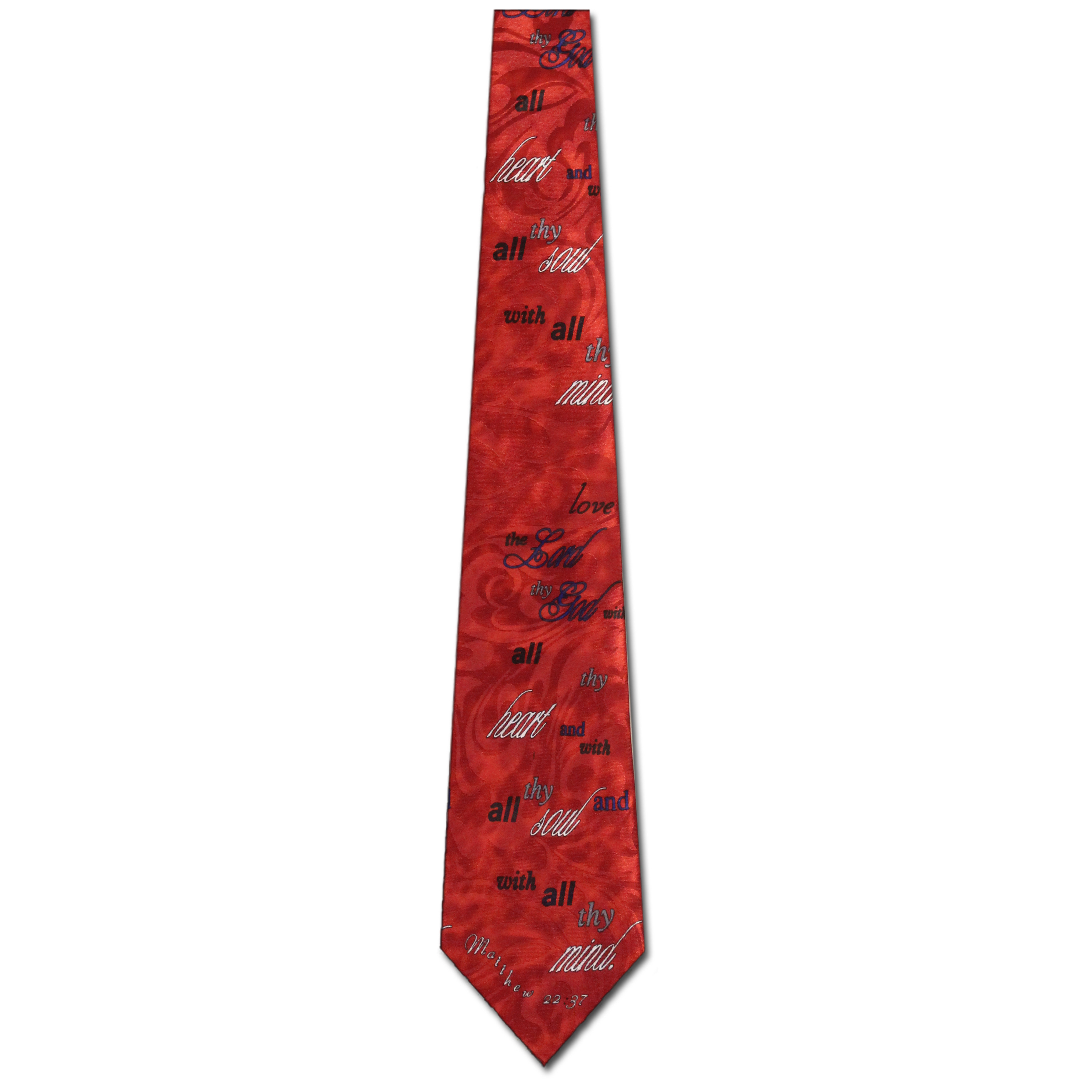 1523-104: Matthew 22 37 Ties Love the Lord Neckties Red by Steven Harris at Abcties.com