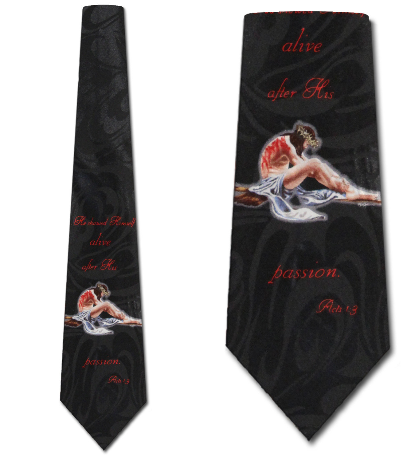 1566-100: Acts 1 3 Ties He Showed Himself Alive Neckties Black by Steven Harris