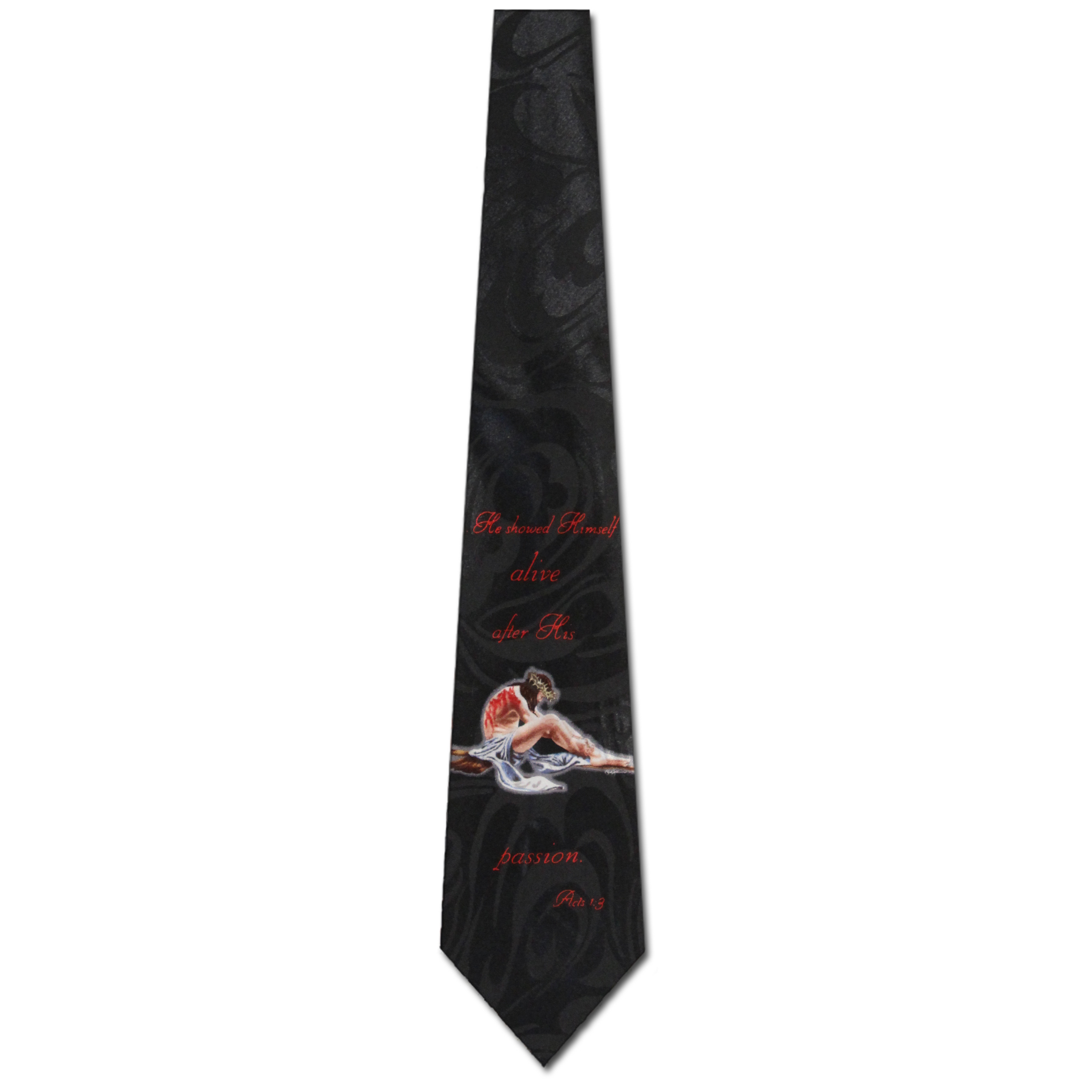 1566-100: Acts 1 3 Ties He Showed Himself Alive Neckties Black by Steven Harris at Abcties.com