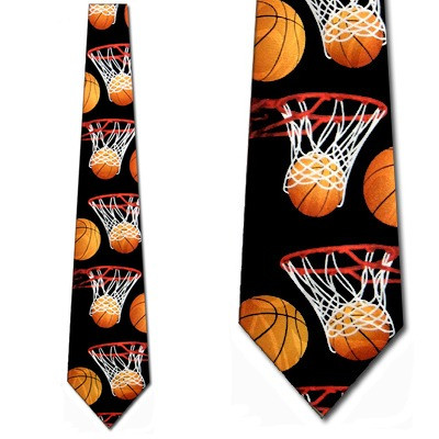 1571-100: Basketballs Swish Tie Black Basketball Net Neckties by Steven Harris