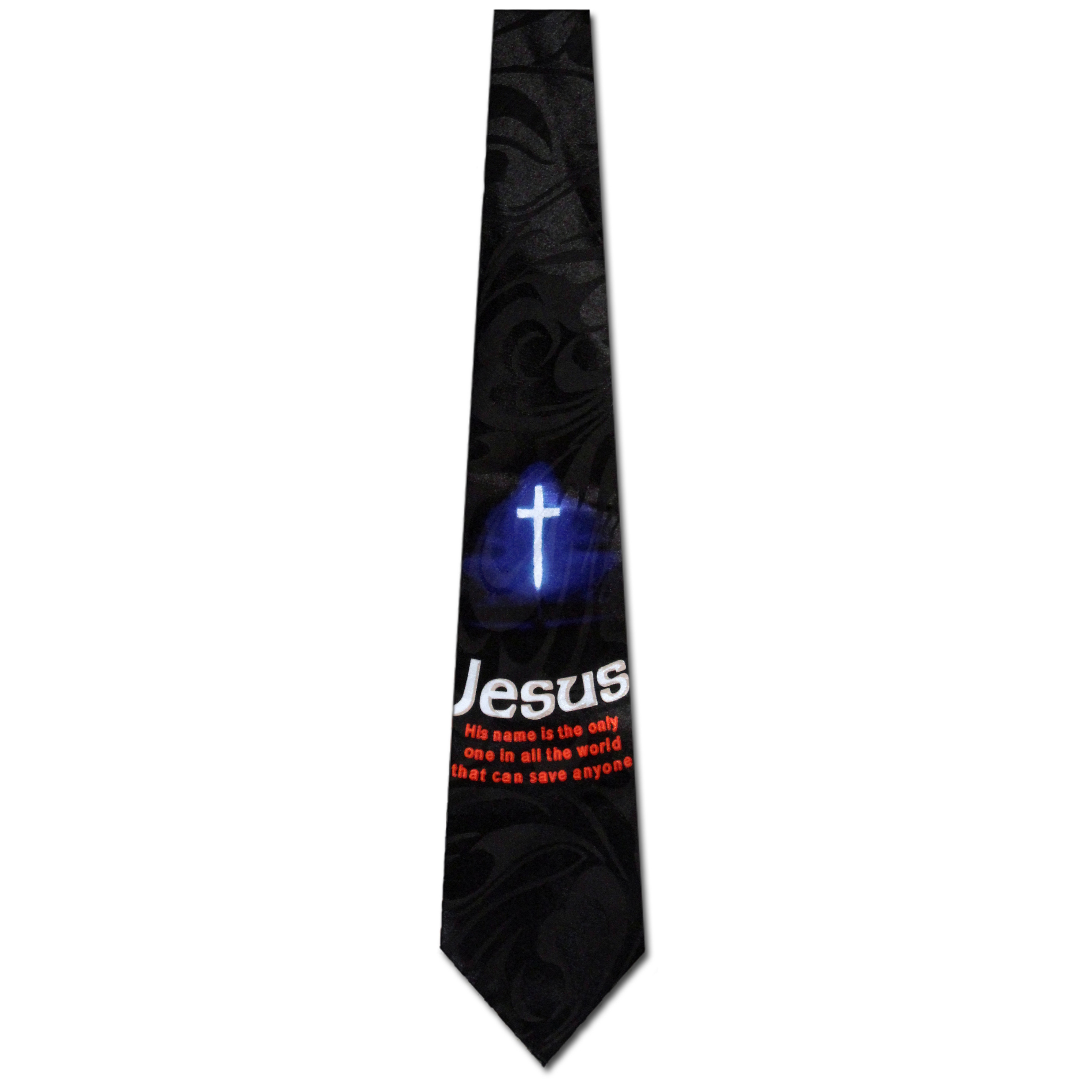 1606-100: Jesus Ties Cross Saves Anyone Neckties Black by Steven Harris at Abcties.com