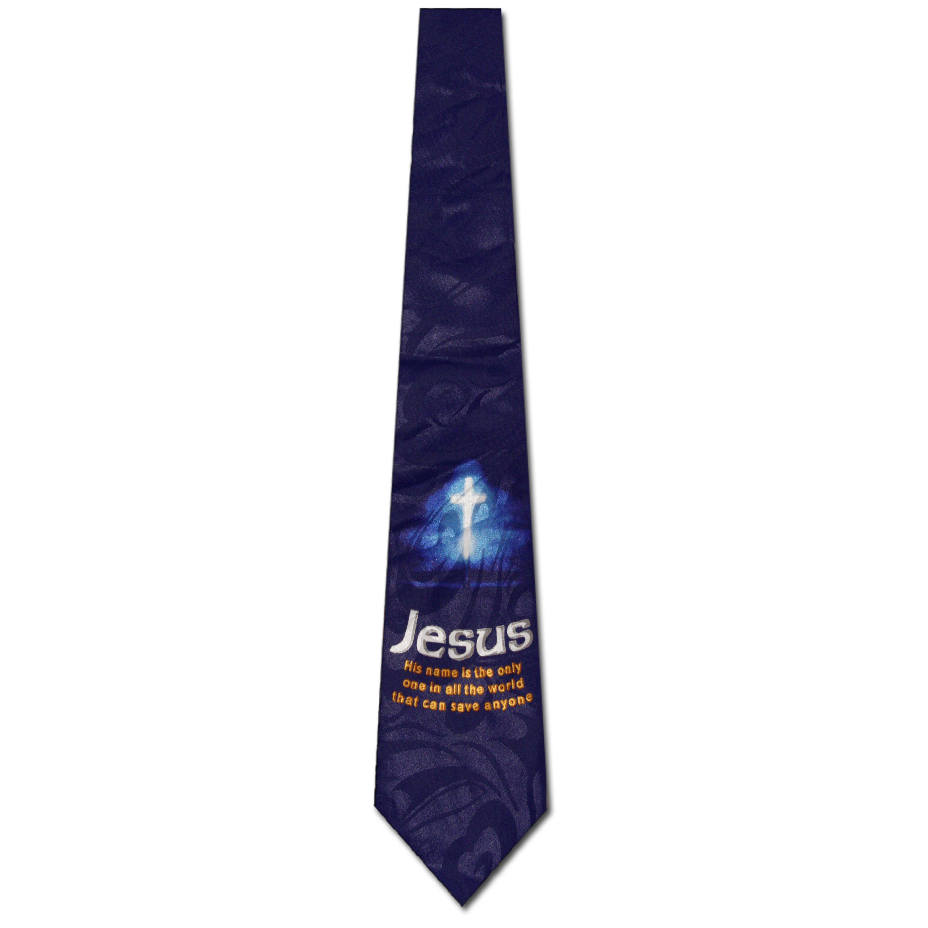 1606-102: Jesus Ties Cross Saves Anyone Neckties Navy by Steven Harris at Abcties.com