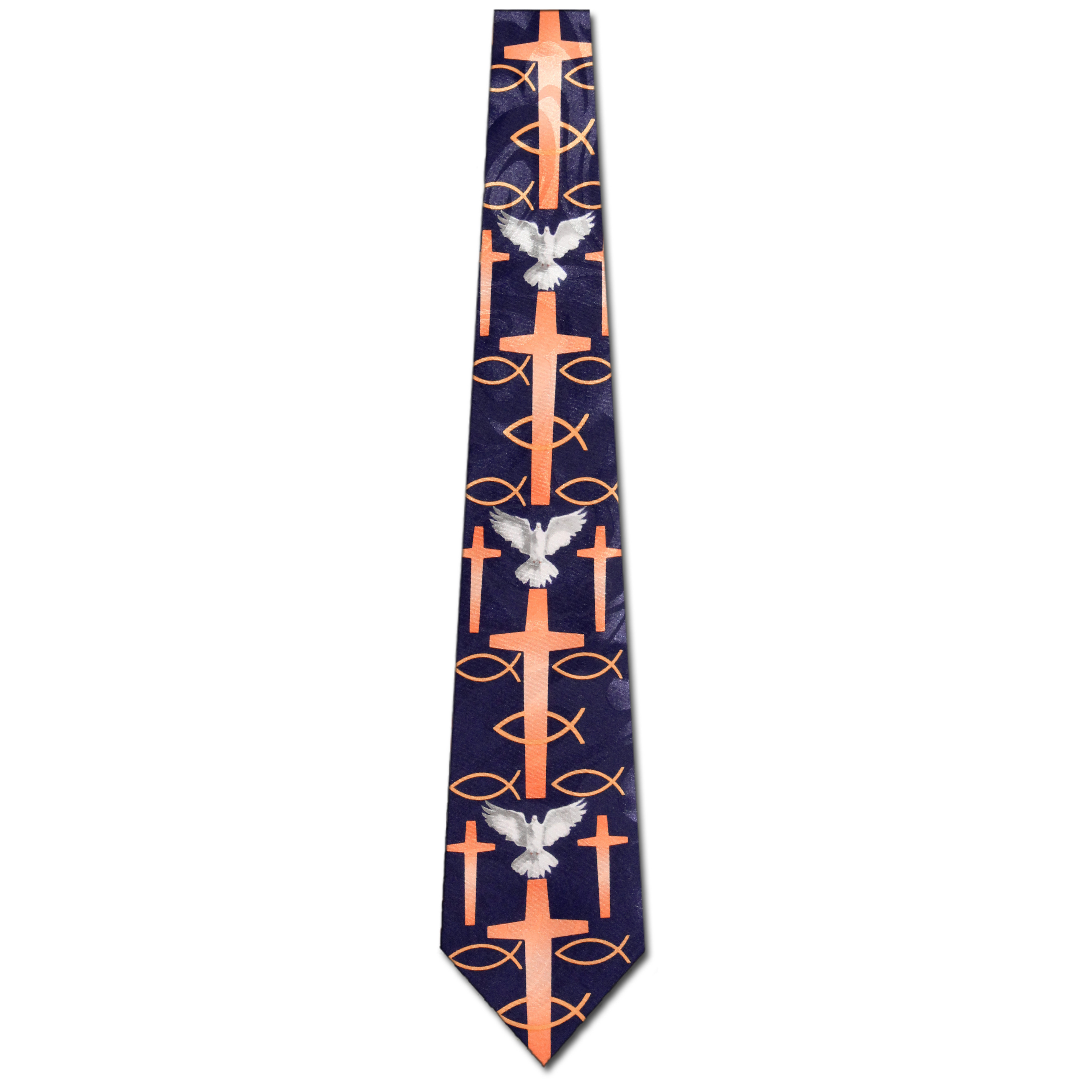 1610-100: Doves Crosses Fish Ties Religious Jesus Neckties Navy by Steven Harris at Abcties.com