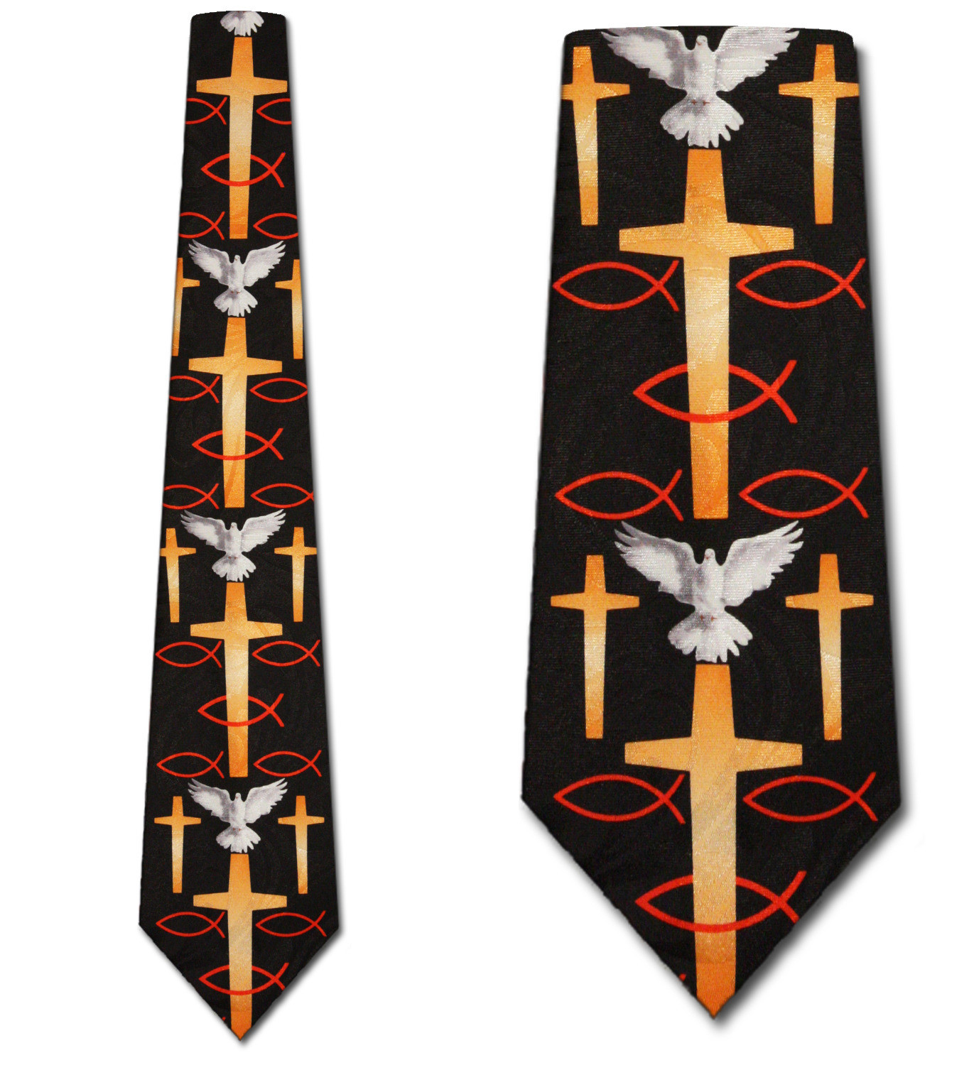 1610-102: Doves Crosses Fish Ties Religious Jesus Neckties Black by Steven Harris at Abcties.com