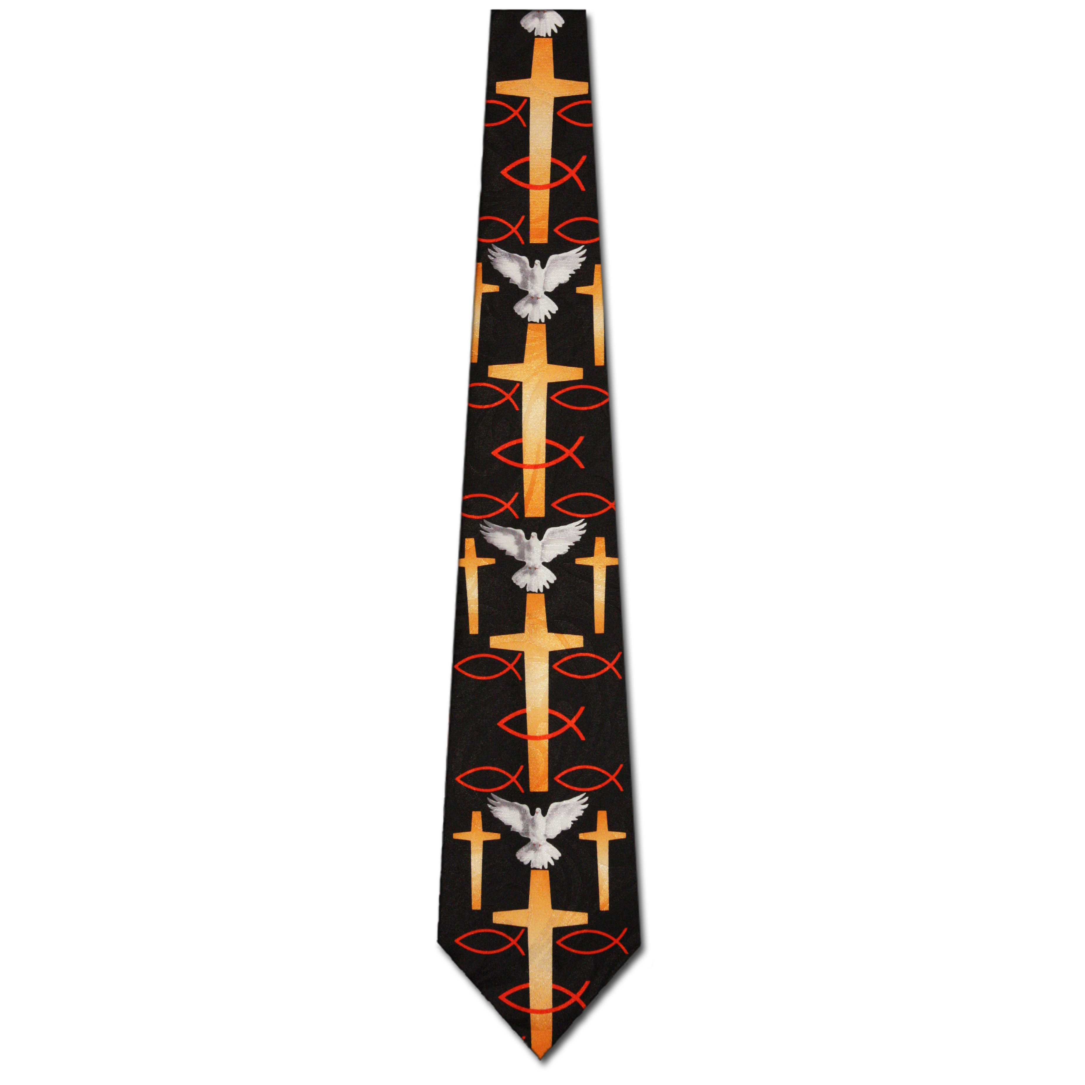 1610-102: Doves Crosses Fish Ties Religious Jesus Neckties Black by Steven Harris at Abcties.com