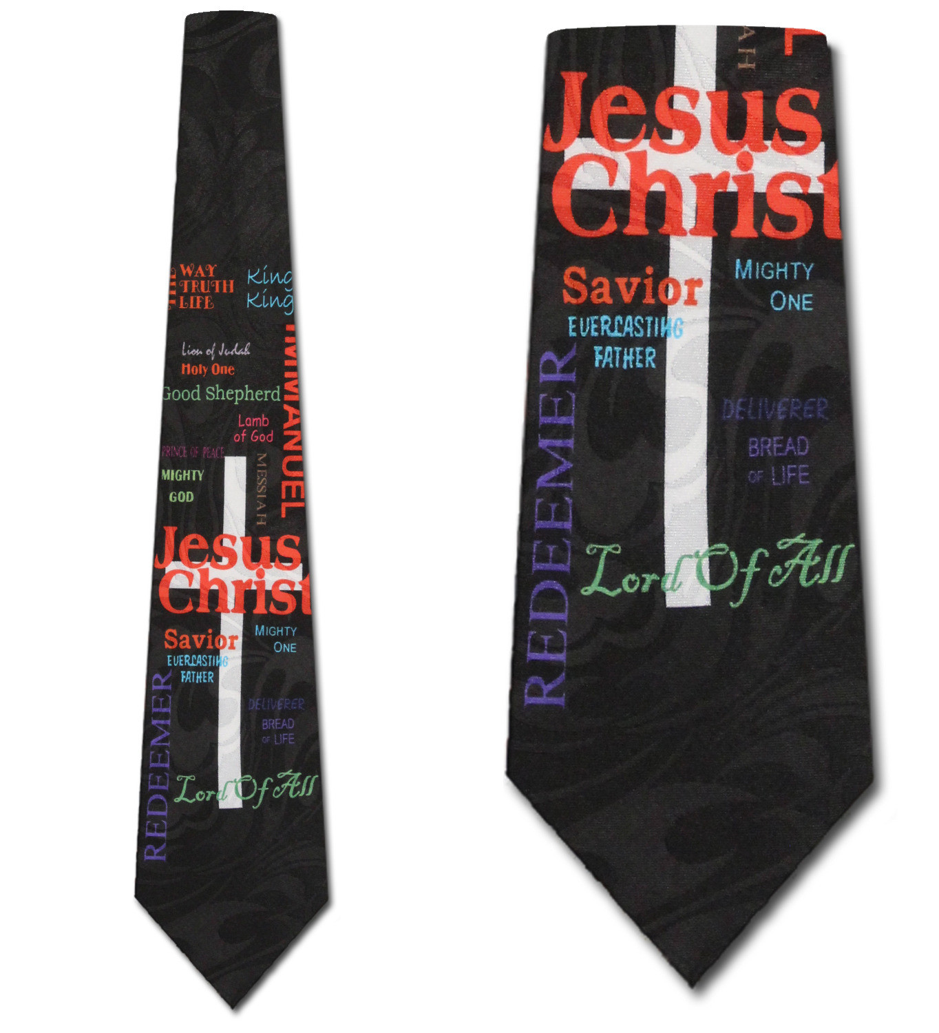 1616-100: Jesus Christ Ties Cross Lord of All Neckties Black by Steven Harris