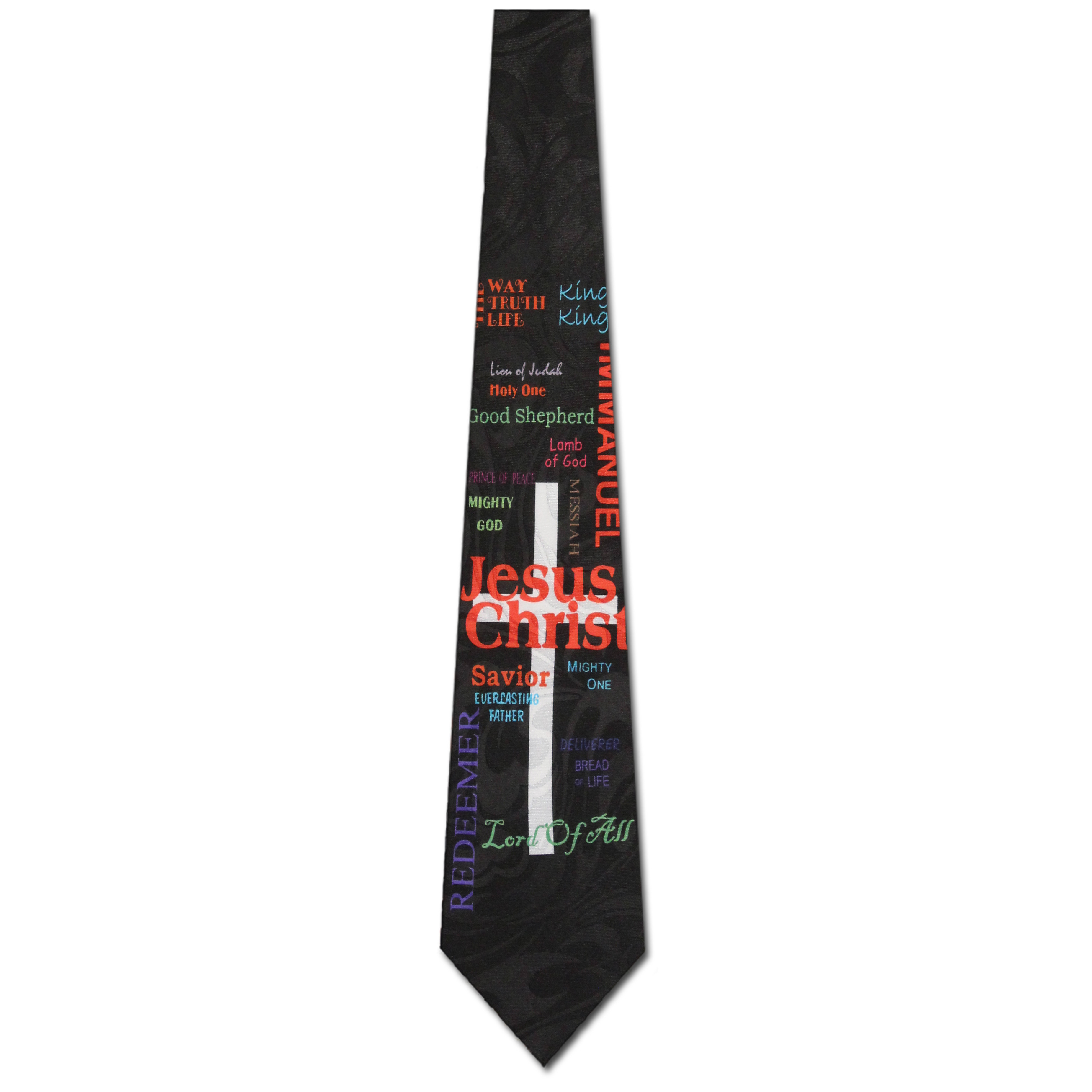 1616-100: Jesus Christ Ties Cross Lord of All Neckties Black by Steven Harris at Abcties.com