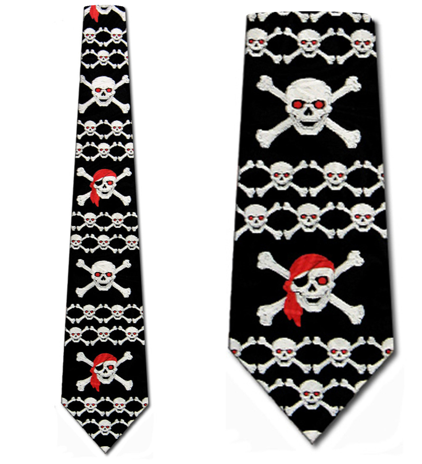 1628-100: Skull and Cross Bones Ties Skeleton Pirate Neckties Black by Steven Harris