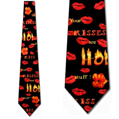 1630-100: Kisses Lips Ties Valentines Hot Love Neckties Black by Steven Harris