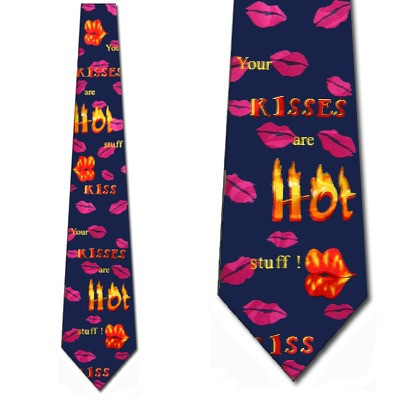 1630-102: Kisses Lips Ties Valentines Hot Love Neckties Navy by Steven Harris