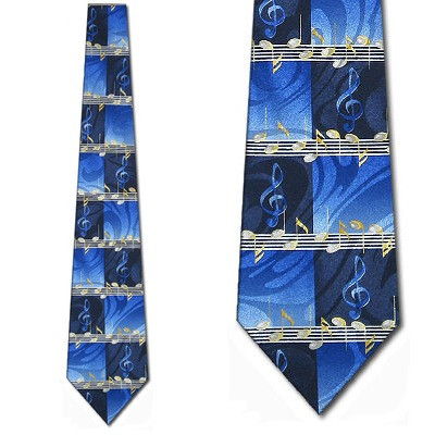 1637-100: Checkered Musical Notes Ties Blue Sheet Music Neckties by Steven Harris