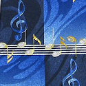 1637-100: Checkered Musical Notes Ties Blue Sheet Music Neckties by Steven Harris