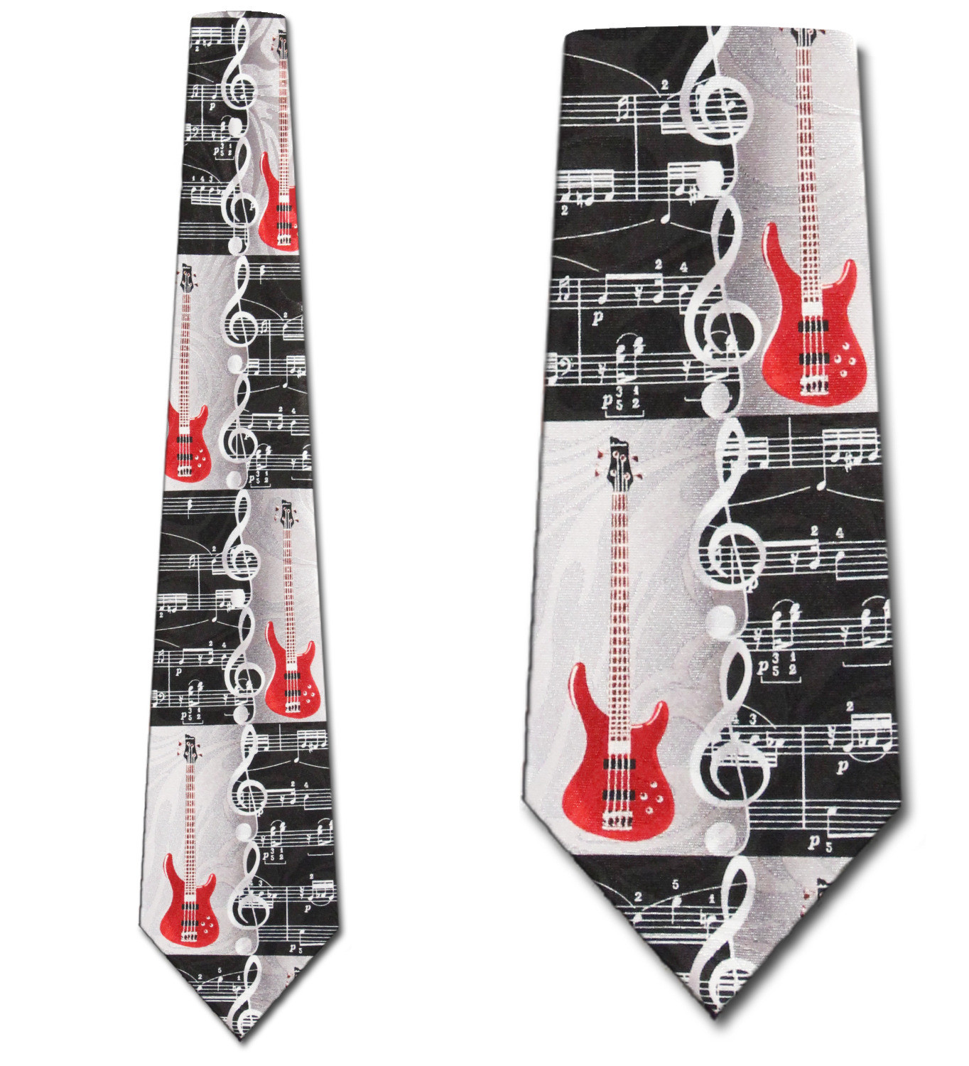 1640-100: Guitar Ties Black Sheet Music Neckties by Steven Harris