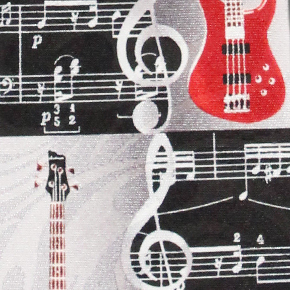 1640-100: Guitar Ties Black Sheet Music Neckties by Steven Harris