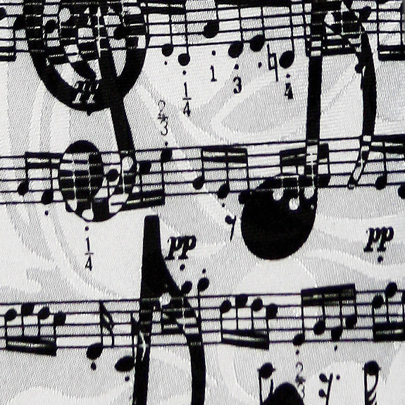 1641-100: Sheet Music Ties White Musical Note Neckties by Steven Harris