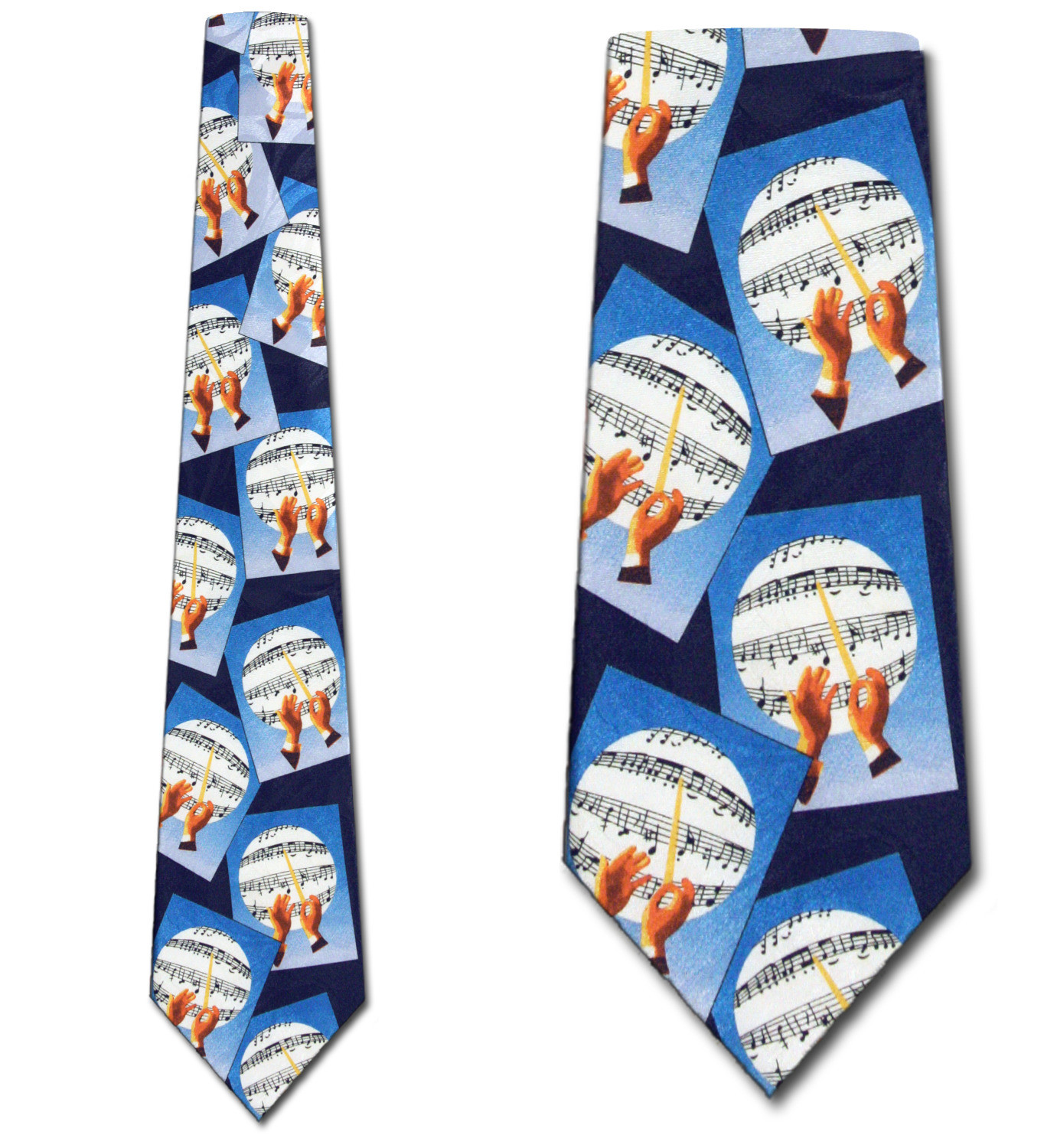 1642-102: Music Conductor Neckties Sheet Music Ties Navy by Steven Harris at Abcties.com