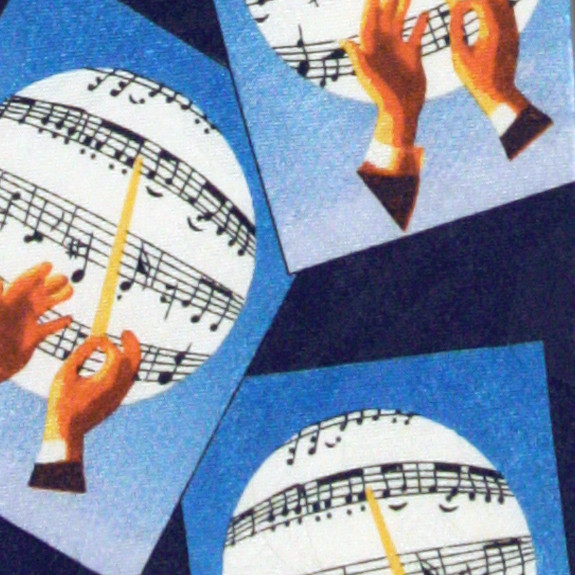 1642-102: Music Conductor Neckties Sheet Music Ties Navy by Steven Harris at Abcties.com