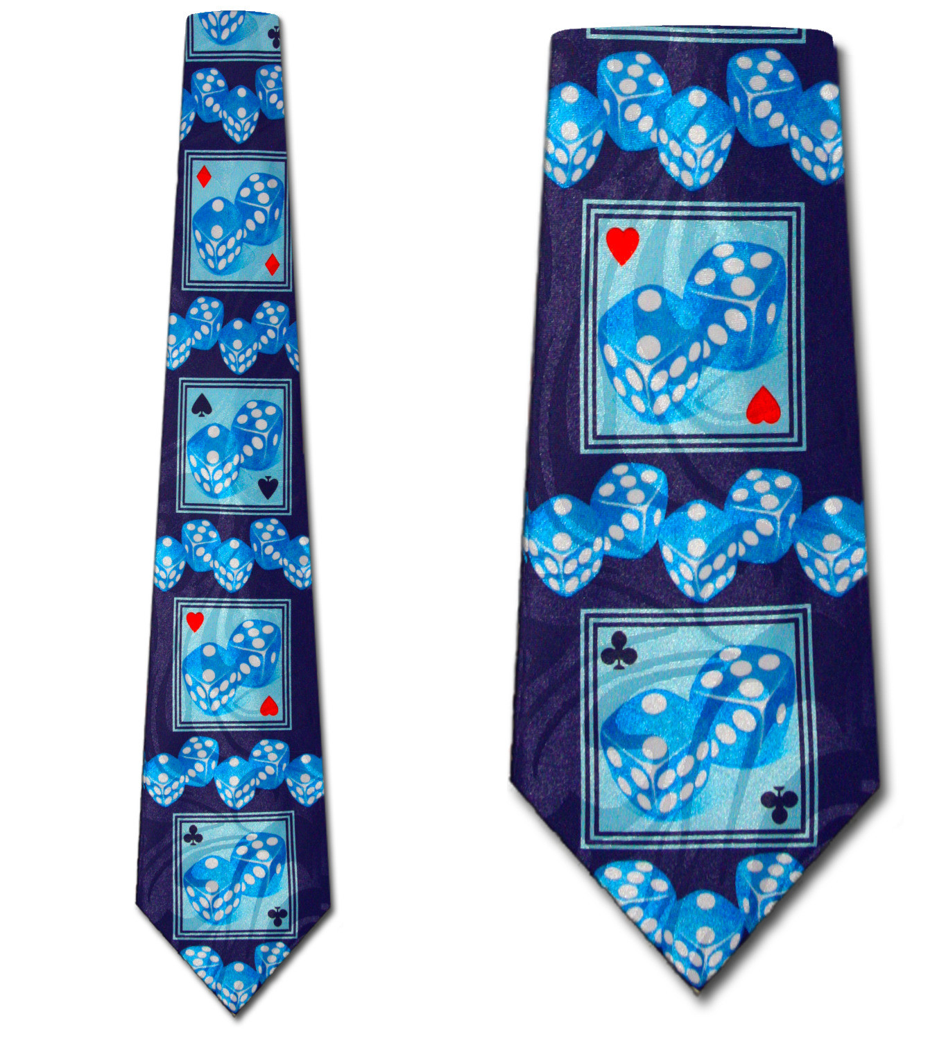 1645-102: Dice Ties Gambling Playing Card Neckties Navy by Steven Harris