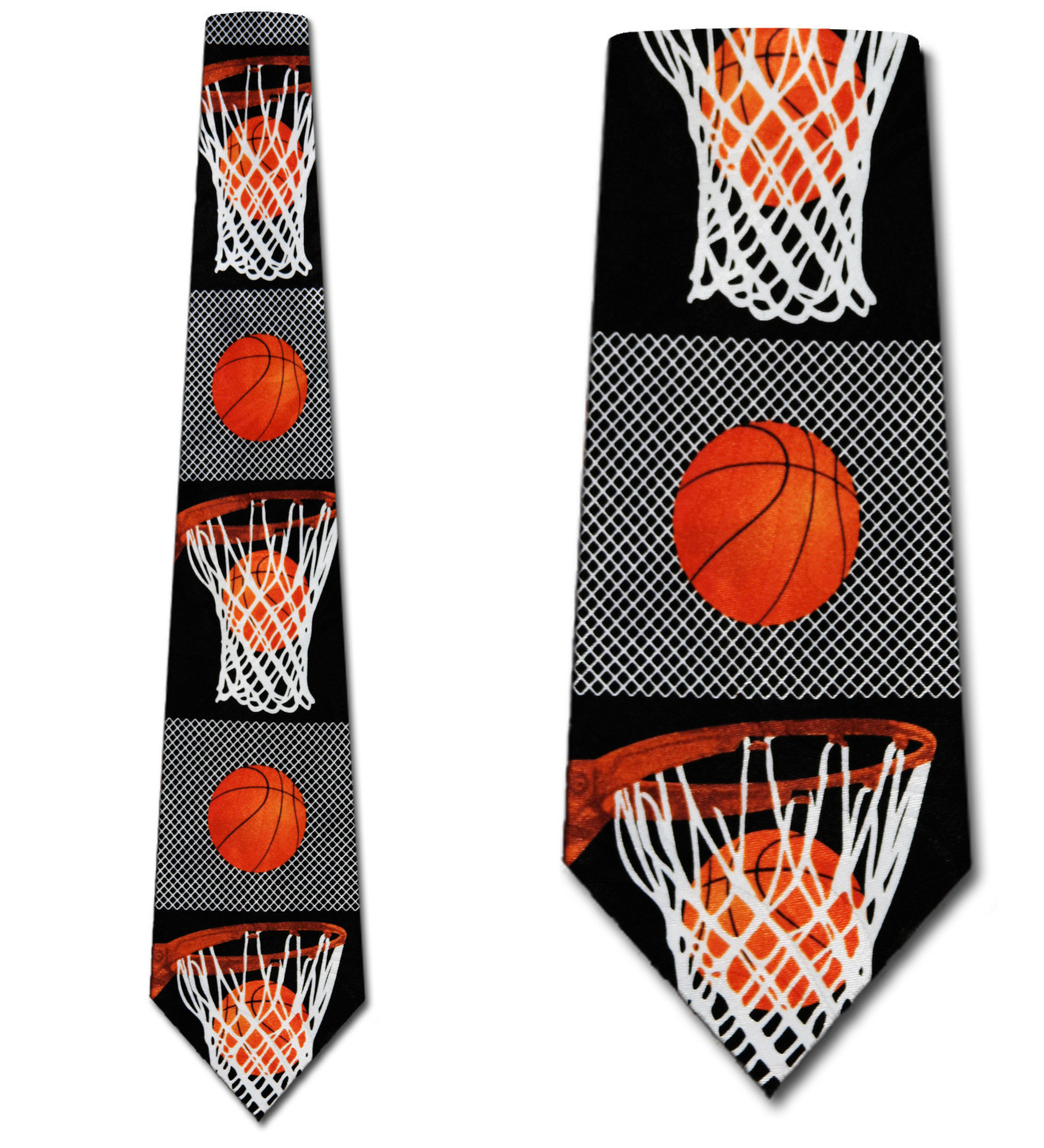 1646-100: Big Basketball Net Ties Black Basket Balls Necktie by Steven Harris