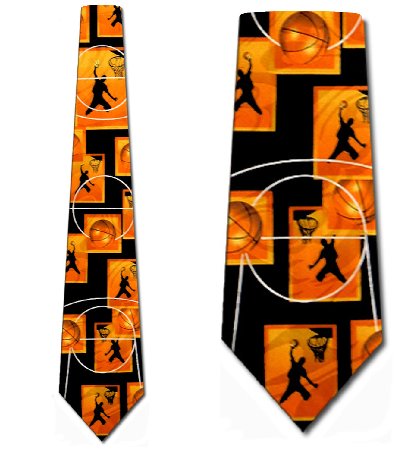 1647-100: Basketball Panels Tie Black Basket Balls Neckties by Steven Harris
