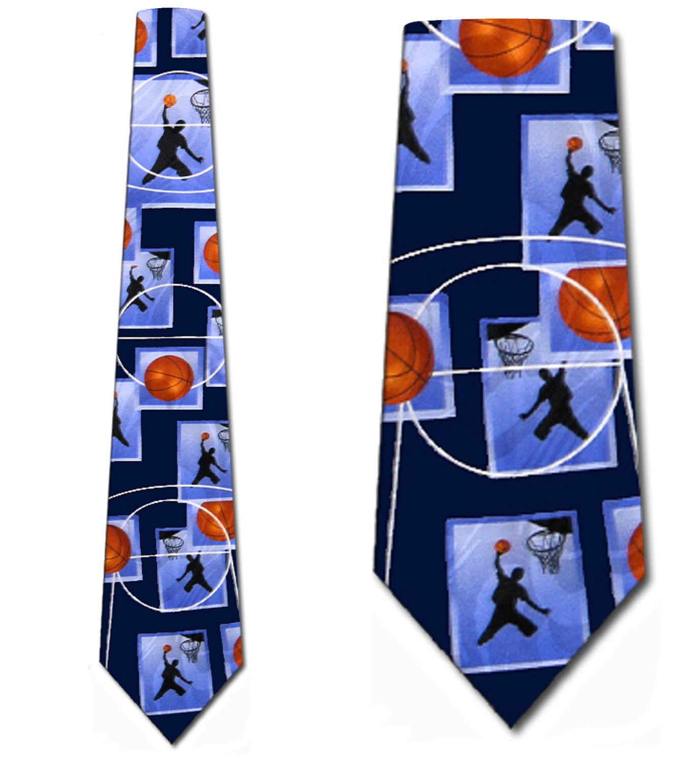1647-102: Basketball Panels Tie Navy Basket Balls Neckties by Steven Harris
