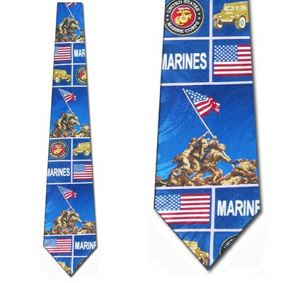 1654-102: Marines Squares Ties Monument Flag Military Iwo Jima Neckties by Steven Harris