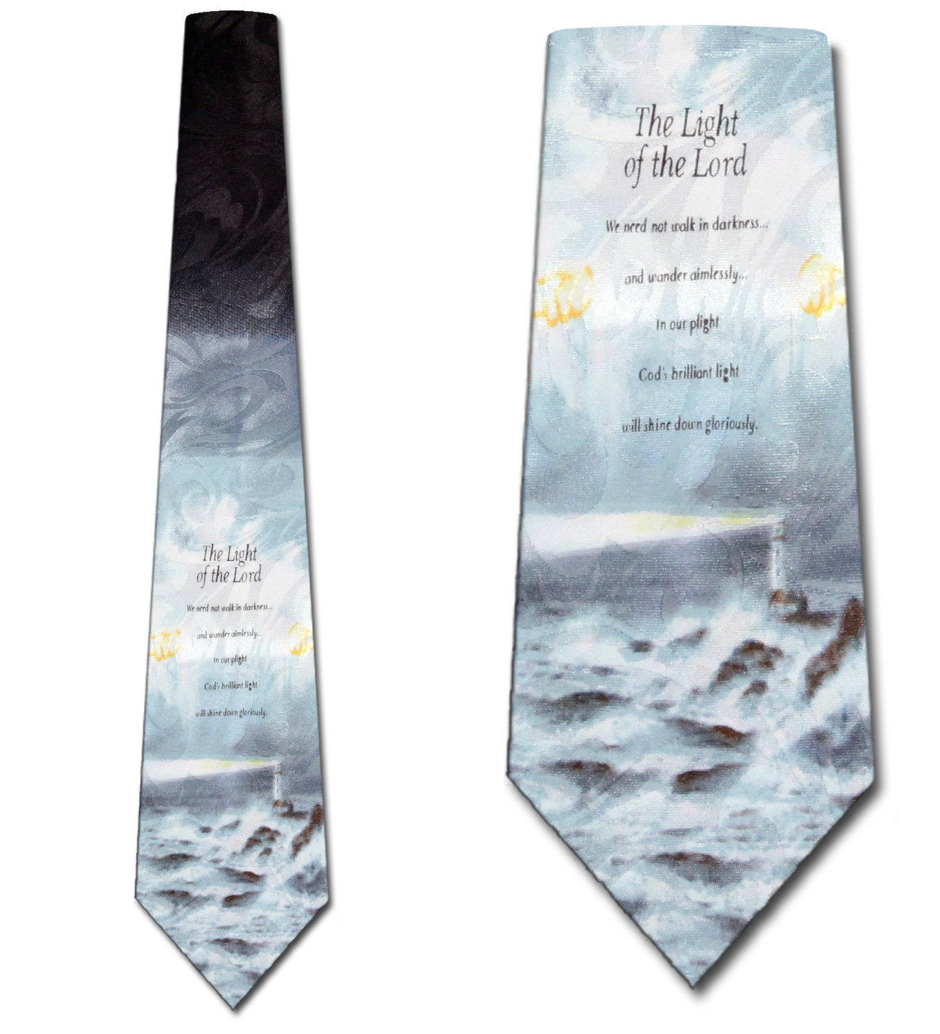 1658-100: Light of the Lord Tie Inspirational Neckties Black by Steven Harris