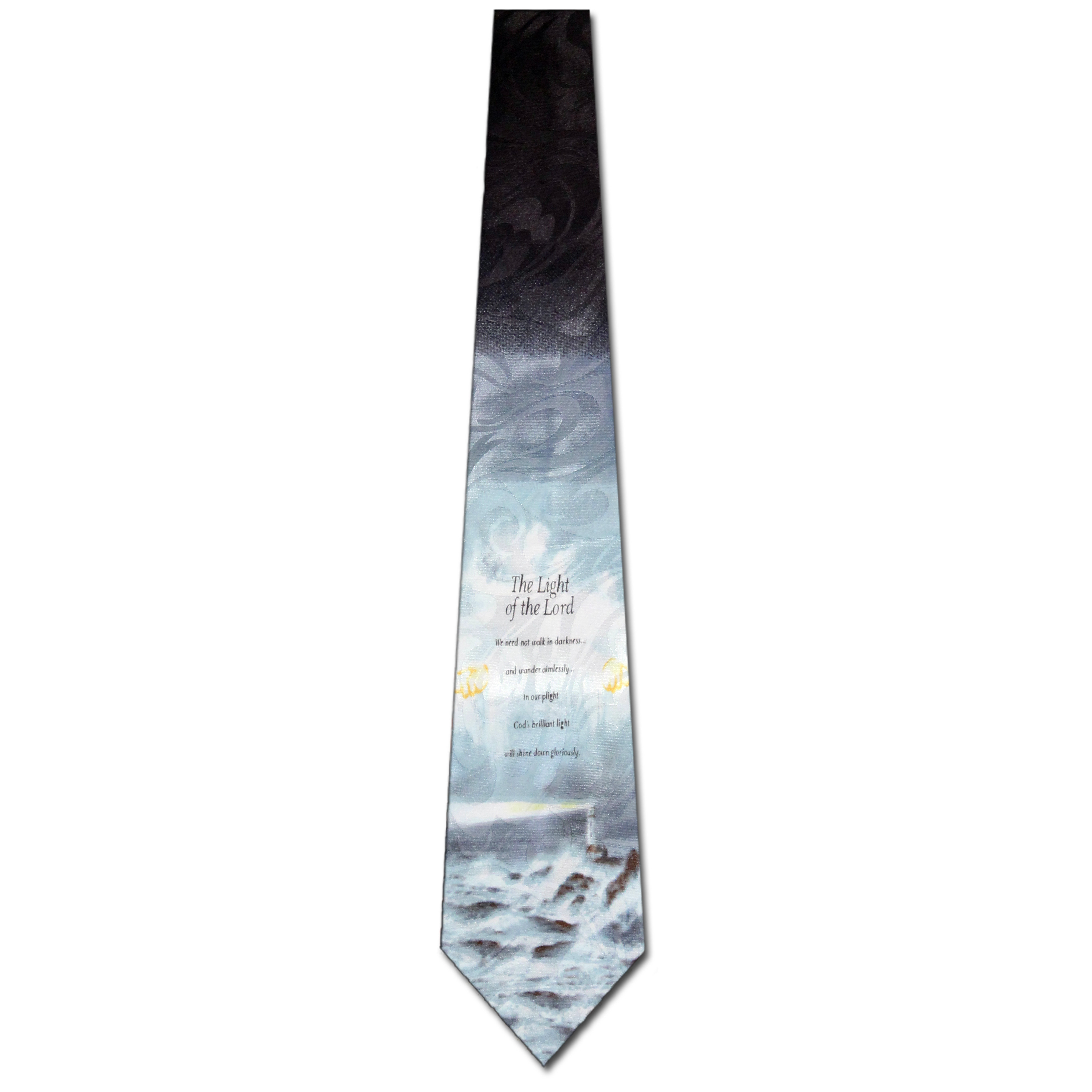 1658-100: Light of the Lord Tie Inspirational Neckties Black by Steven Harris at Abcties.com