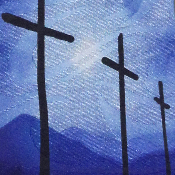 1659-102: Crosses and Mountains Necktie Inspirational Religious Ties Navy by Steven Harris