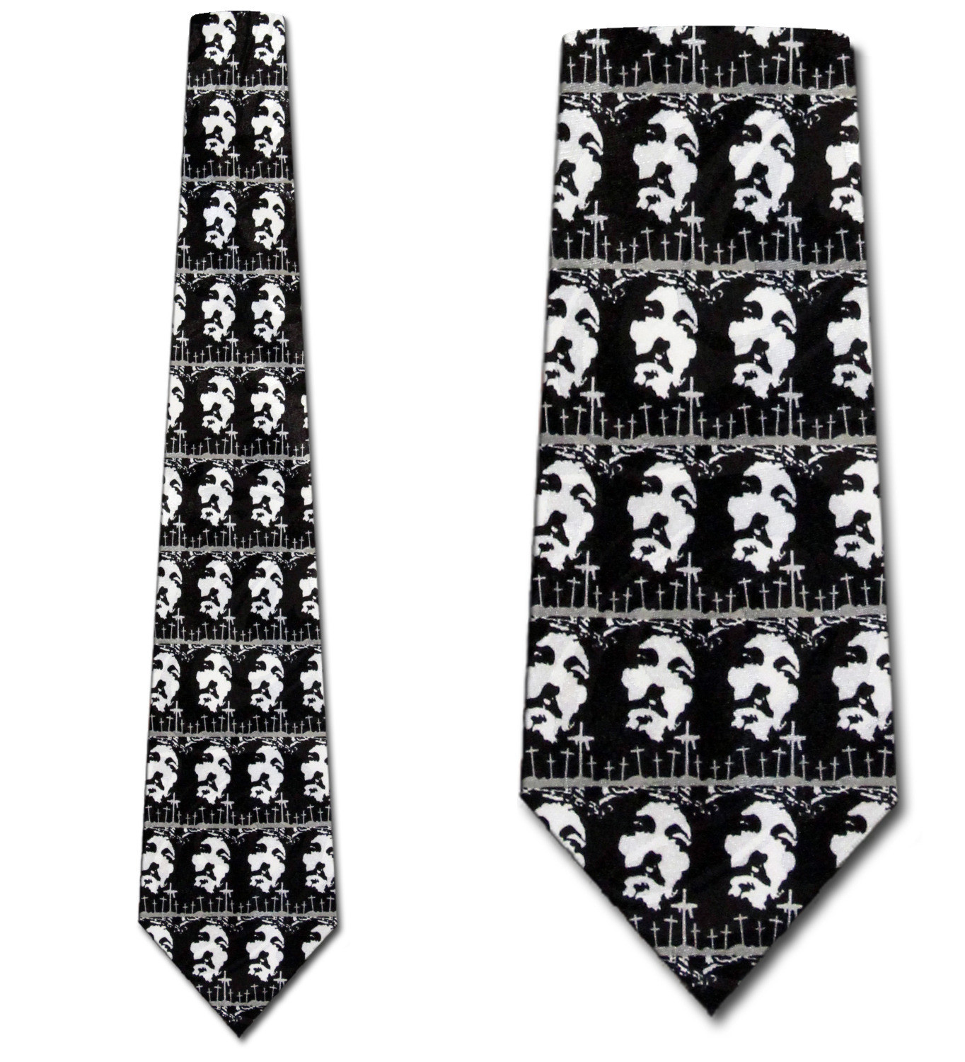 1660-100: Faces of Jesus Tie Crosses Crucifixion Neckties Black by Steven Harris at Abcties.com