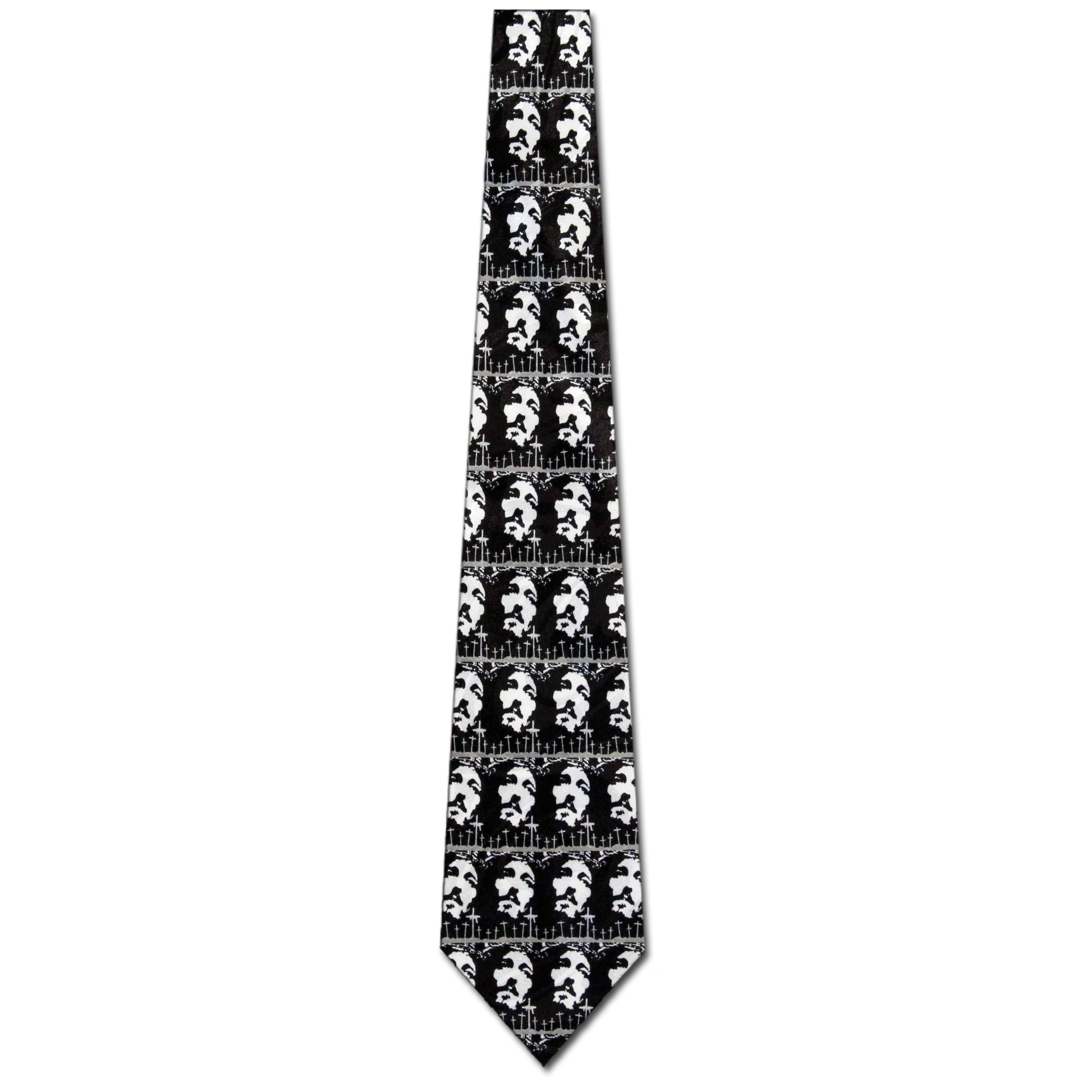 1660-100: Faces of Jesus Tie Crosses Crucifixion Neckties Black by Steven Harris at Abcties.com