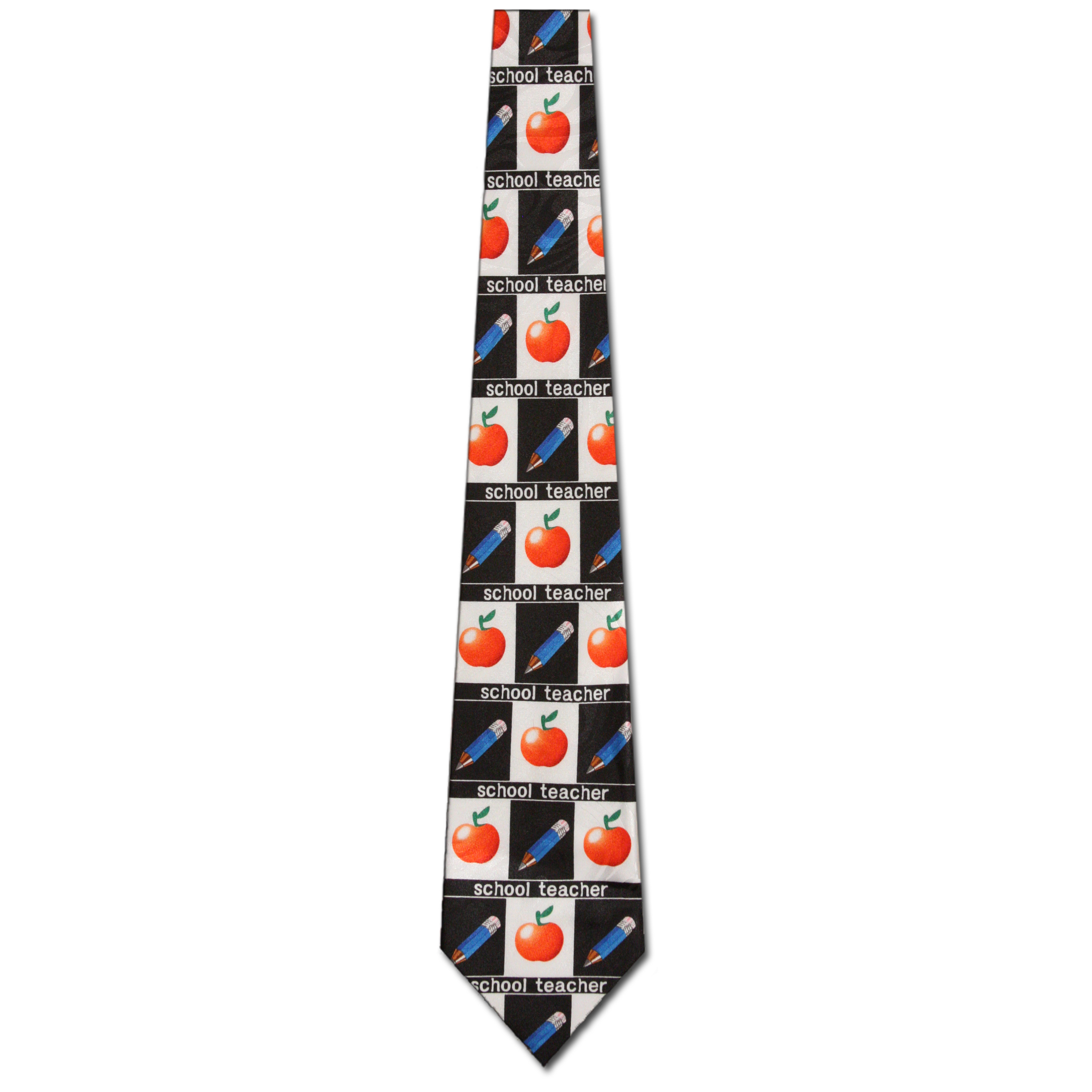 1670-100: Teacher Ties Apple Pencil Neckties Black by Steven Harris at Abcties.com