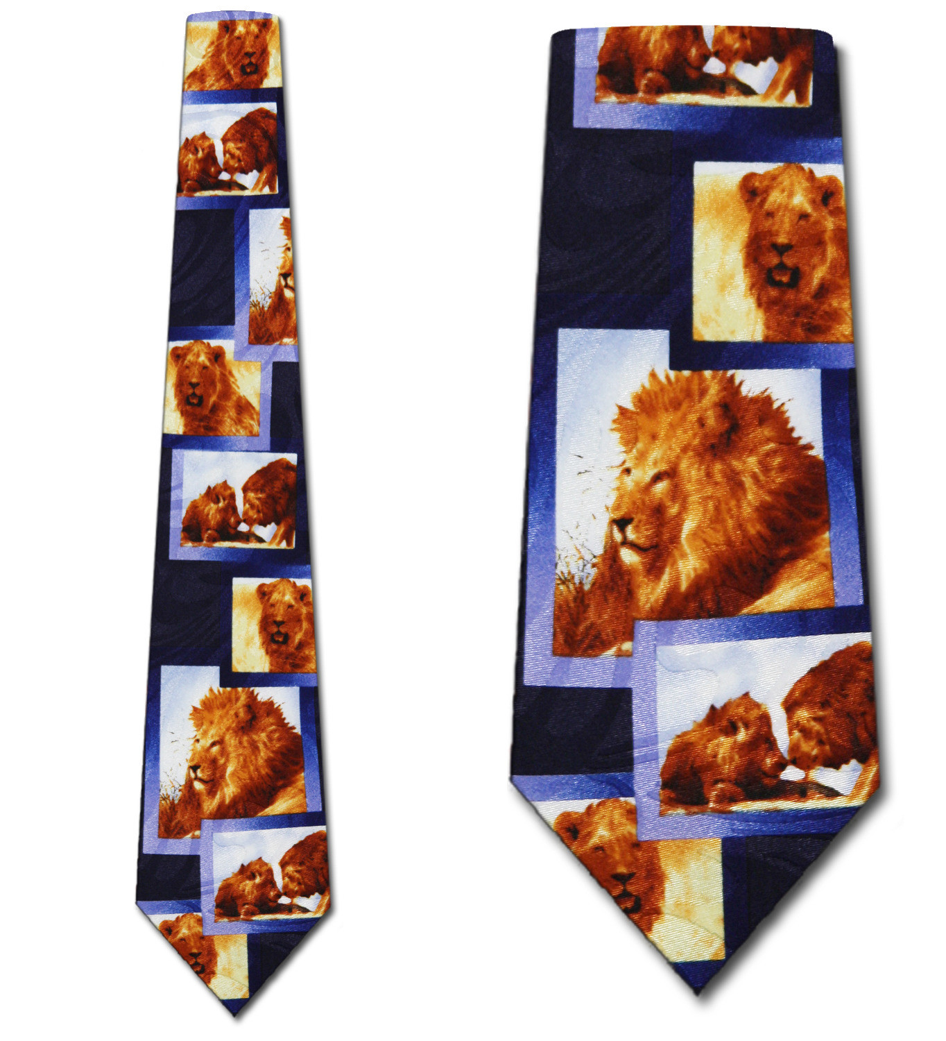 1675-102: Lion Ties Panel Neckties Navy by Steven Harris