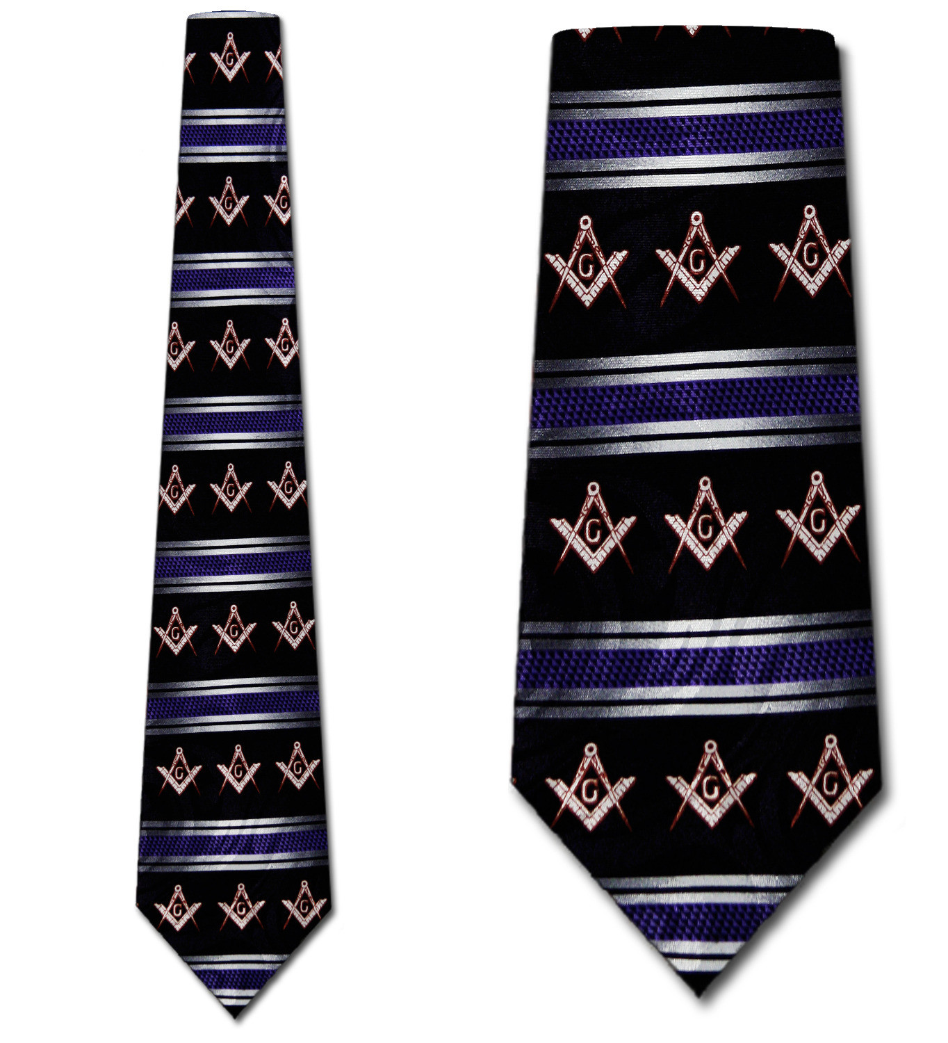 1681-100: Mason Ties Black Stripe Masons Necktie by Steven Harris
