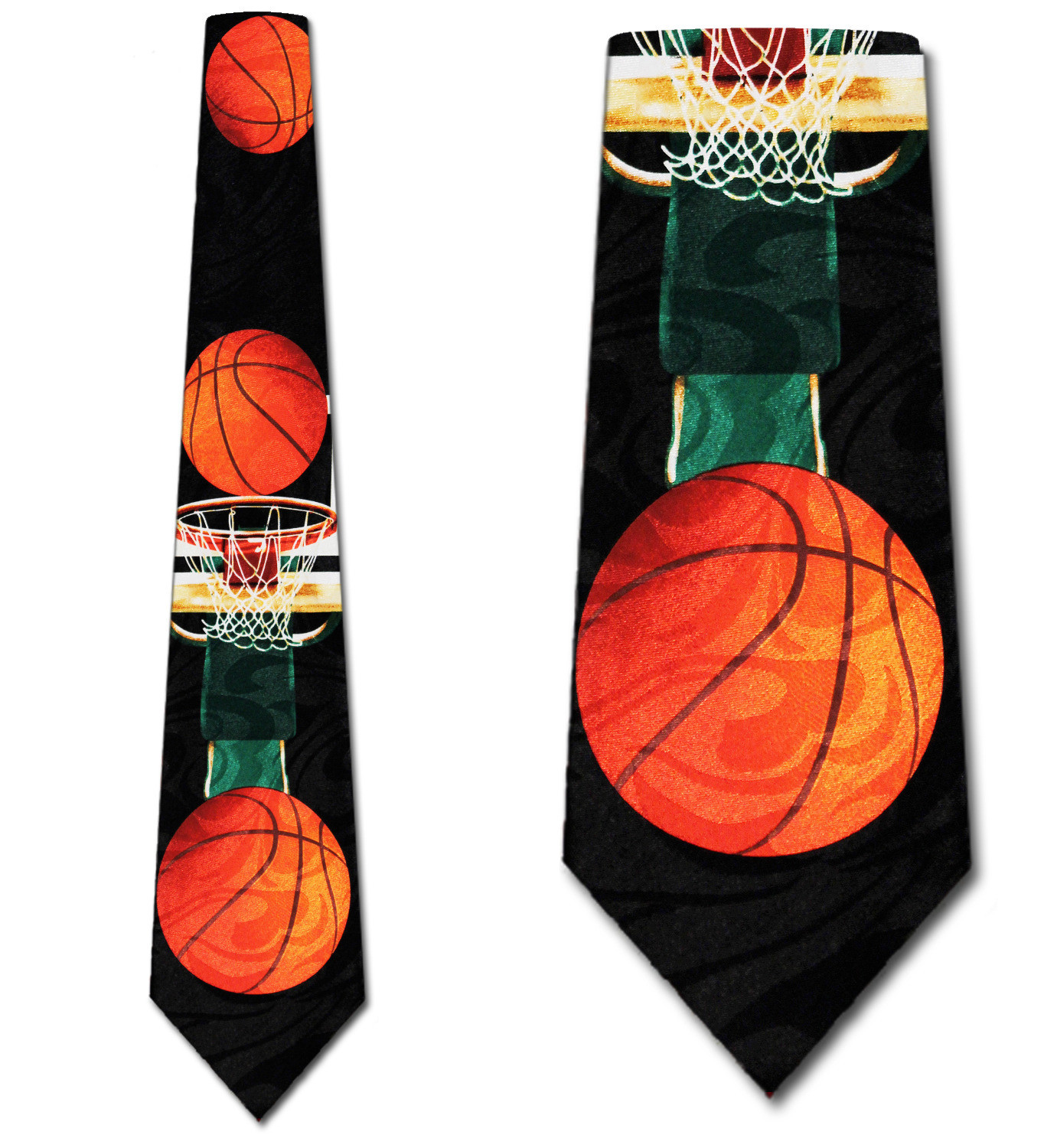 1683-100: Basketball Ties Court and Hoops Neckties Black by Steven Harris
