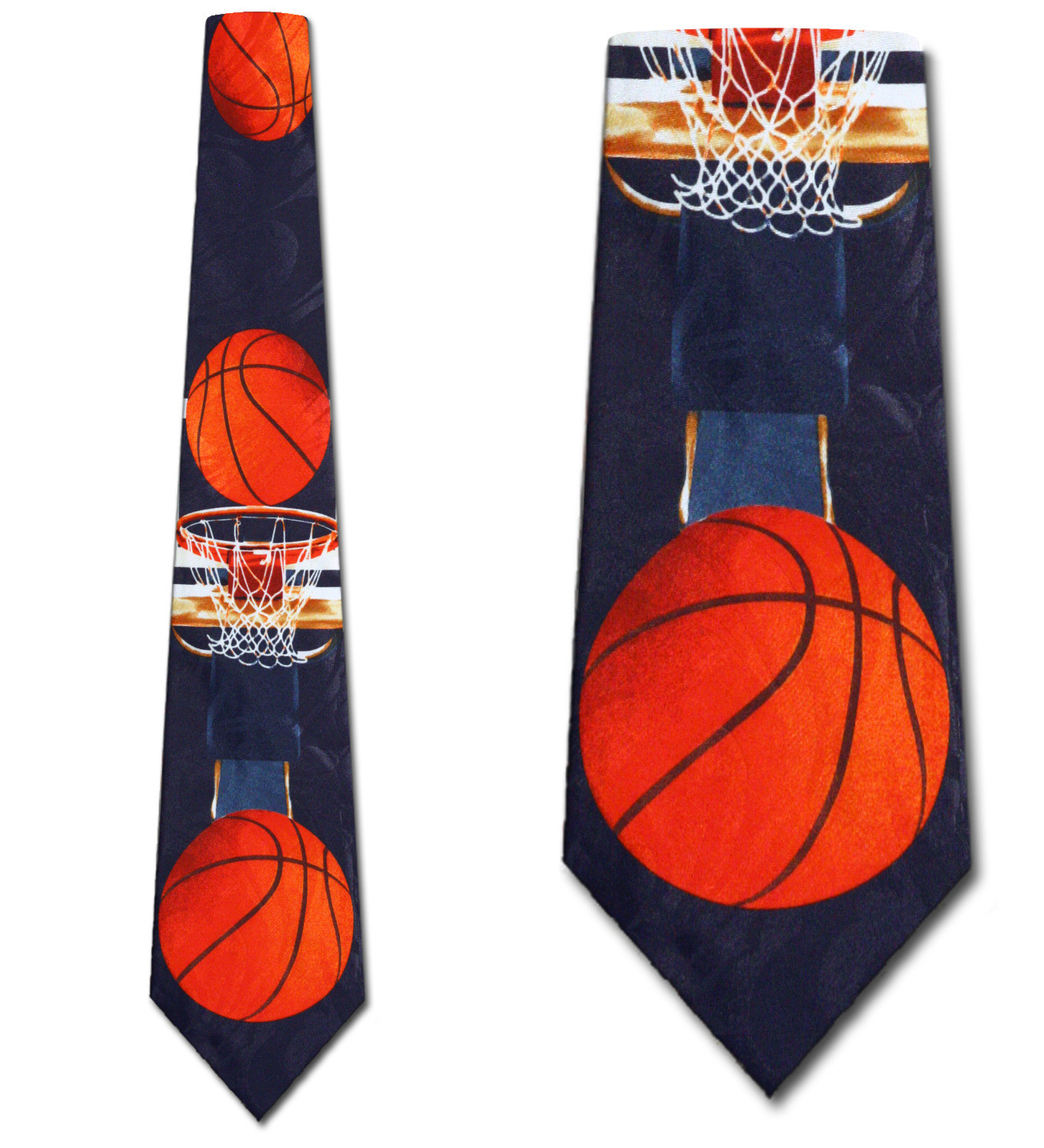 1683-102: Basketball Ties Court and Hoops Neckties Navy by Steven Harris