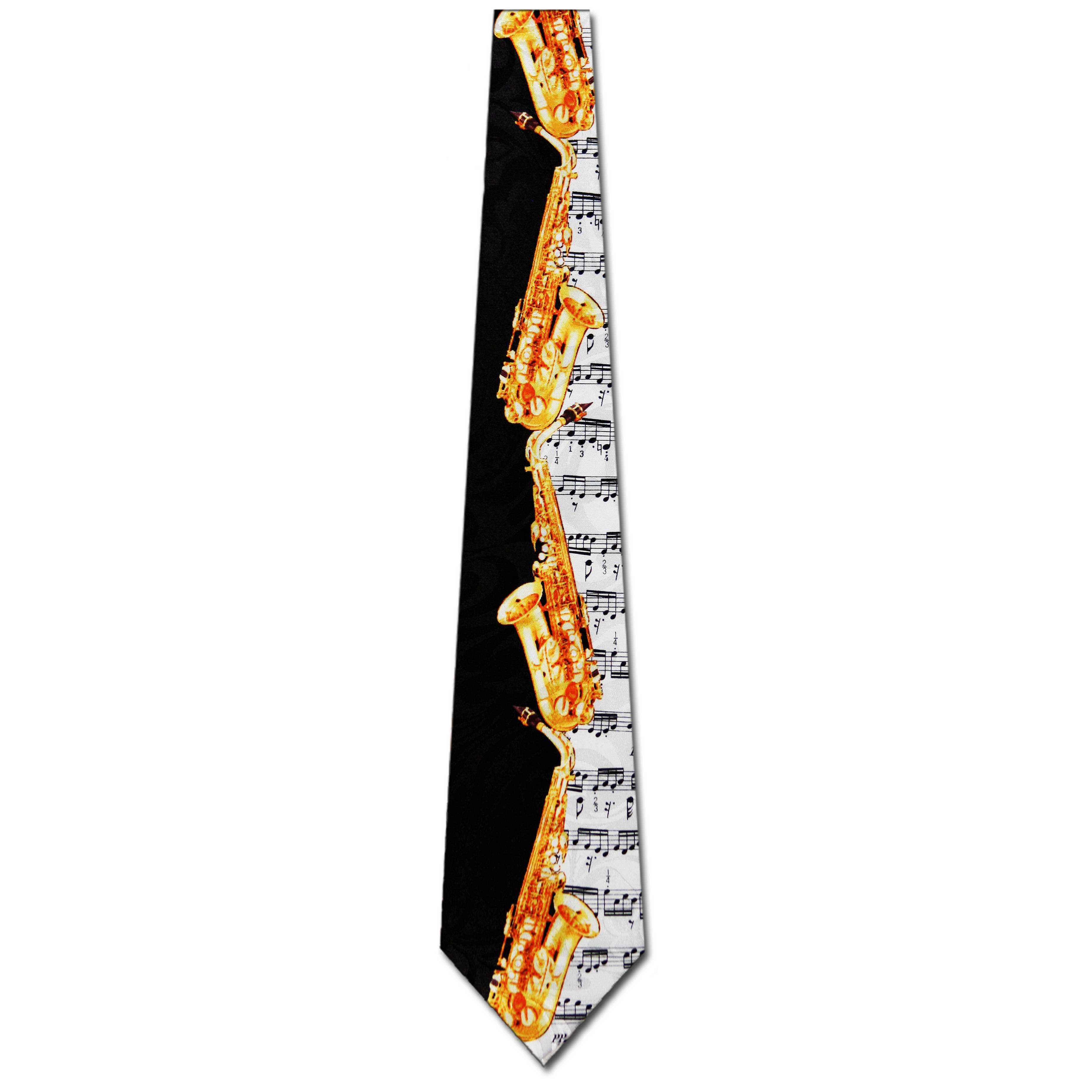 1686-100: Saxophone Ties Black White Sheet Music Neckties by Steven Harris at Abcties.com