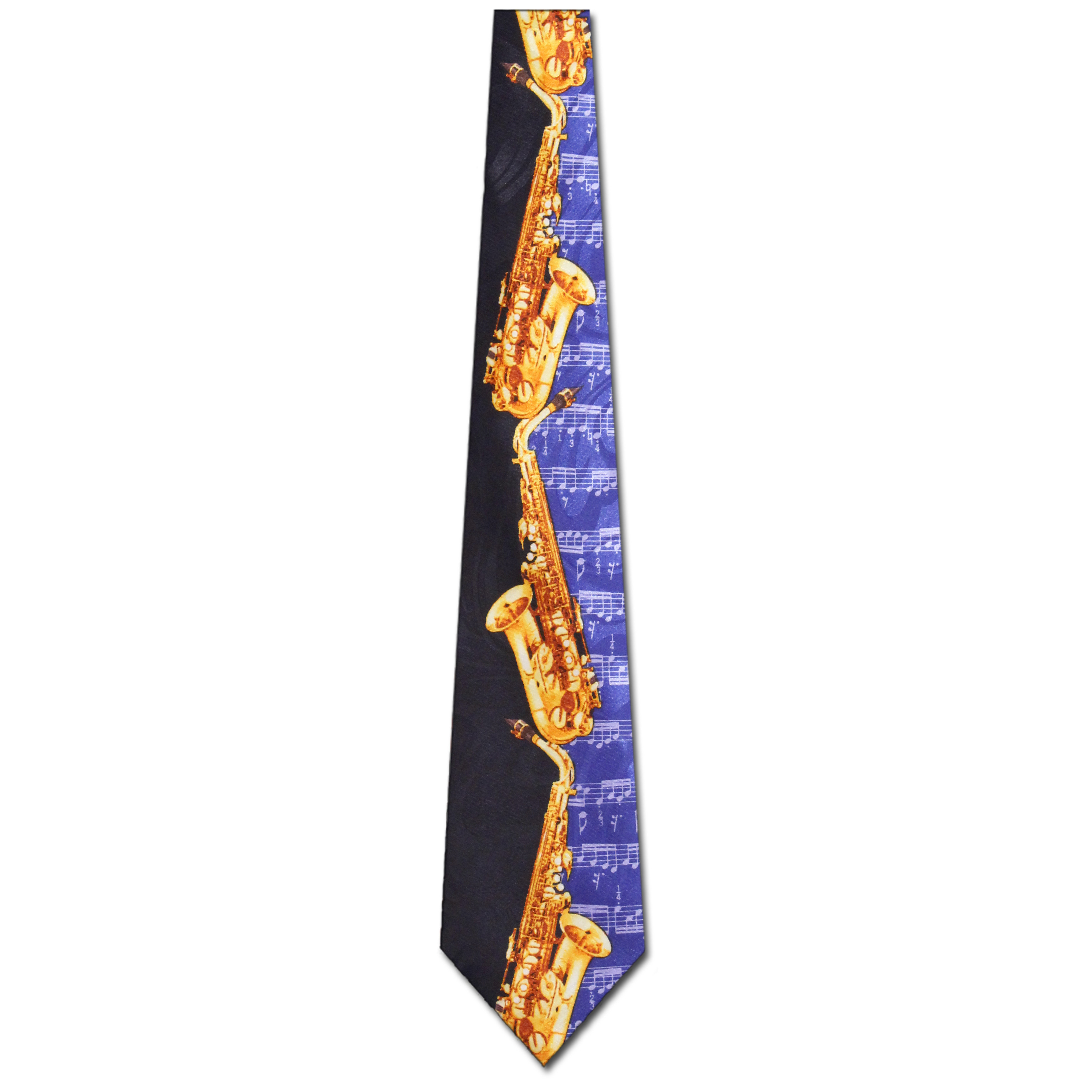 1686-102: Saxophone Ties Navy Sheet Music Neckties by Steven Harris at Abcties.com
