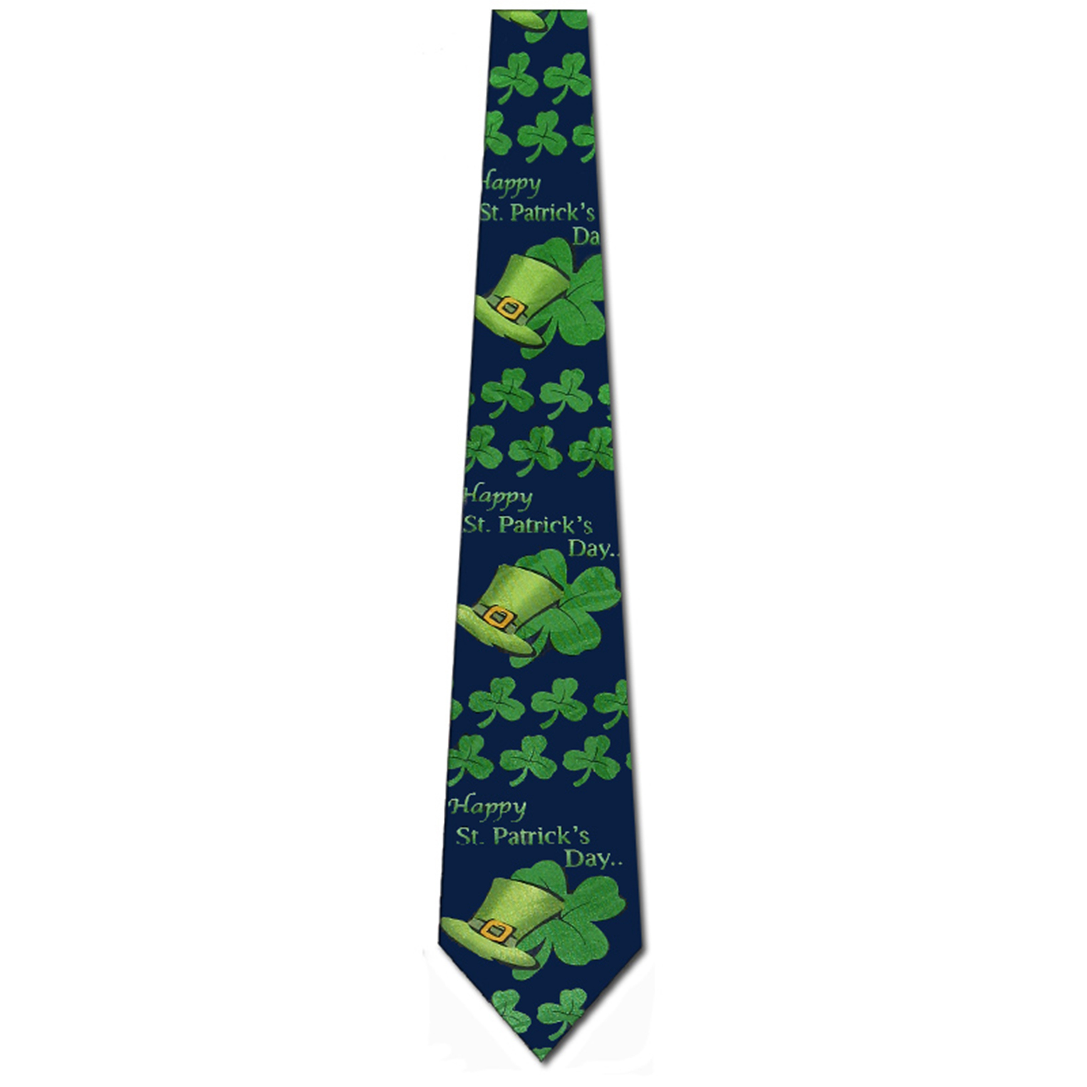 1693-102: Happy St Patricks Day Ties Clovers and Irish Hats Necktie Navy by Steven Harris at Abcties.com