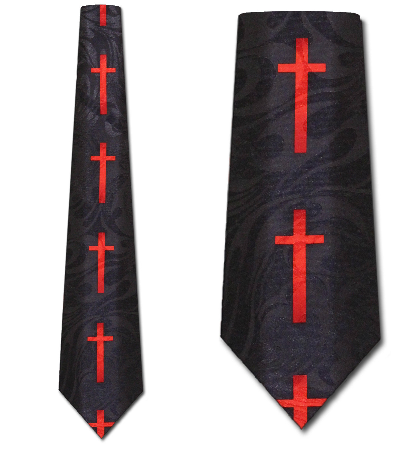 1699-100: Cross Vertical Stripe Necktie Church Ties Black by Steven Harris