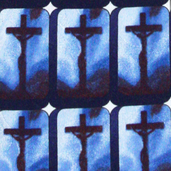 1700-102: Crucifixion Ties Jesus Neckties Repeat Navy by Steven Harris at Abcties.com
