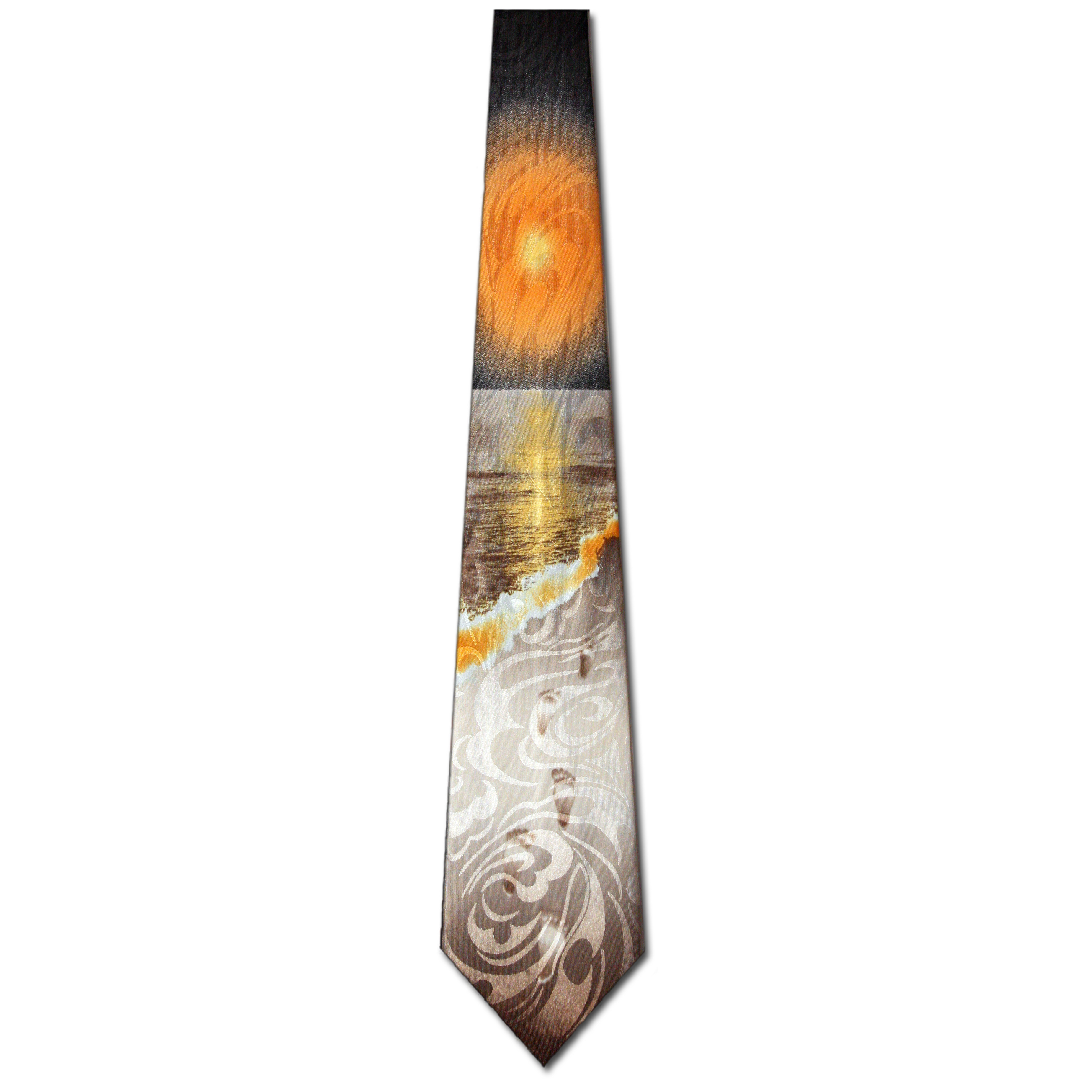 1706-100: Footprints in the Sand Ties Black Honor and Remember Neckties by Steven Harris at Abcties.com