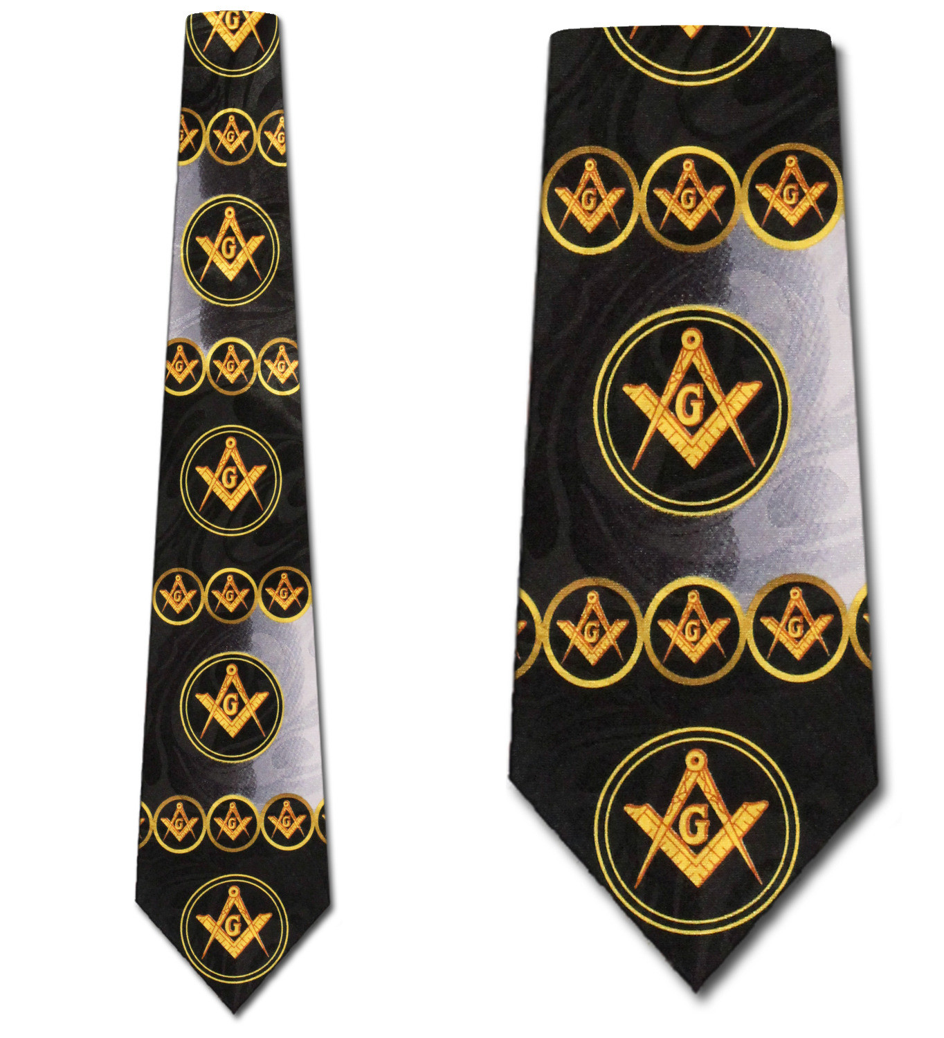 1707-100: Masons Medallions Ties Black Mason Neckties by Steven Harris