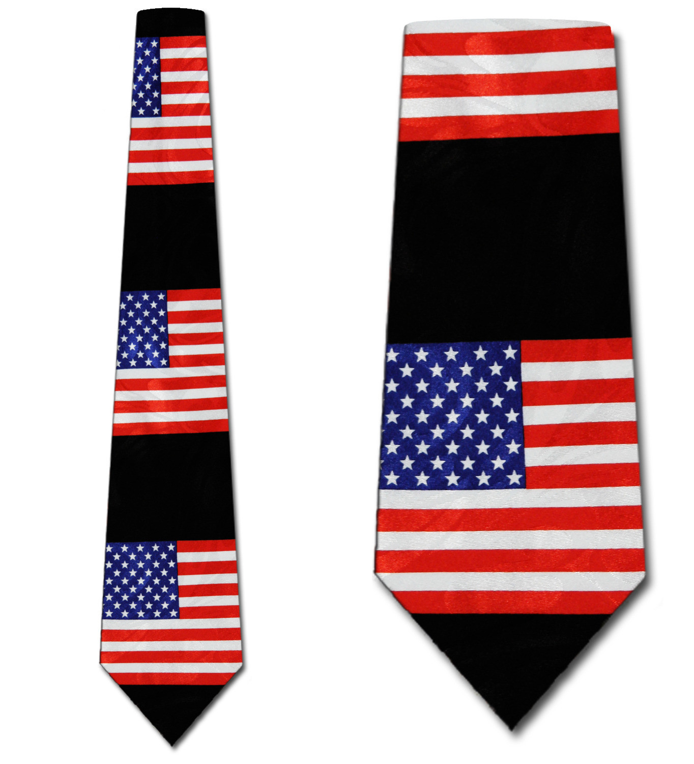 1709-100: Big Flags Ties Black Neckties by Steven Harris