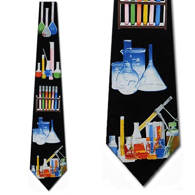 1716-100: Test Tube Ties Black Beaker Science Neckties by Steven Harris
