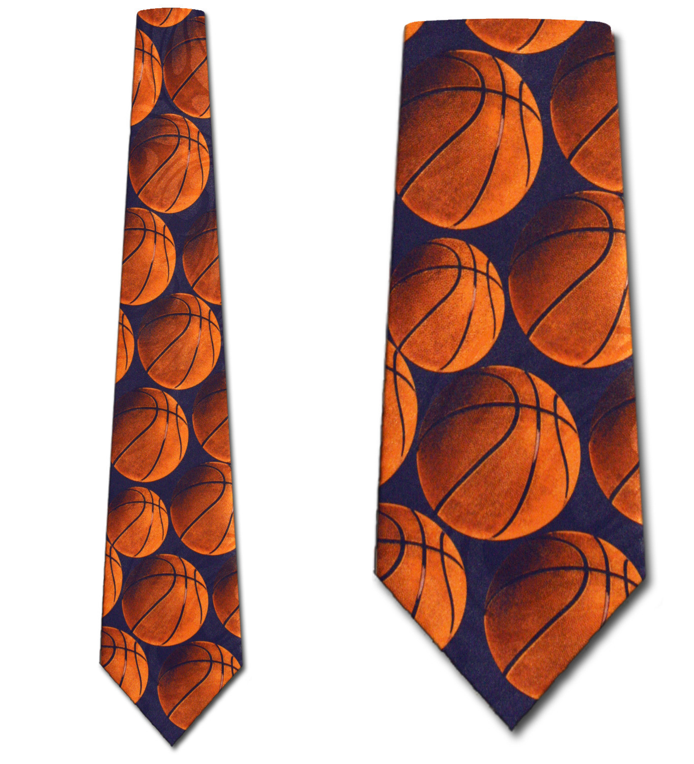 1722-102: Basketball Neckties Allover Basketballs Tie Overlap Navy by Steven Harris