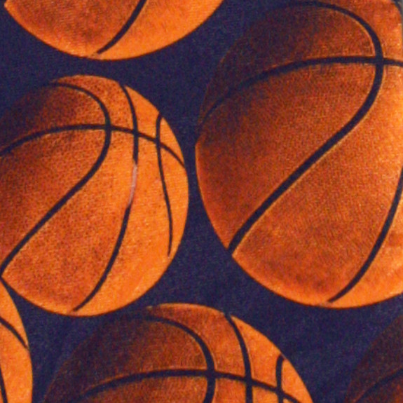 1722-102: Basketball Neckties Allover Basketballs Tie Overlap Navy by Steven Harris