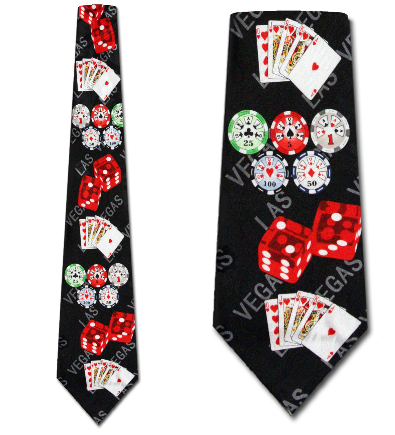 1727-100: Las Vegas Ties Casino Dice Cards Chips Neckties Black by Steven Harris