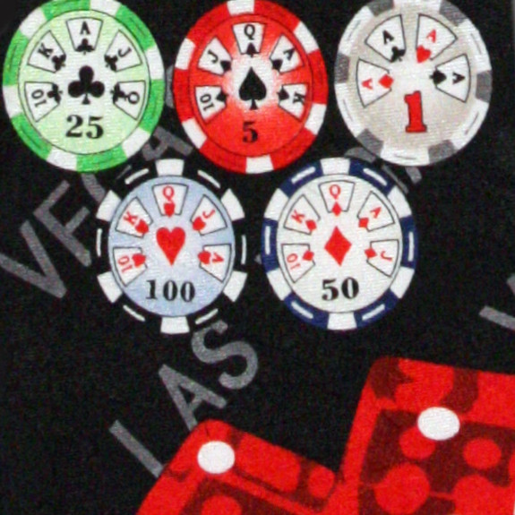 1727-100: Las Vegas Ties Casino Dice Cards Chips Neckties Black by Steven Harris