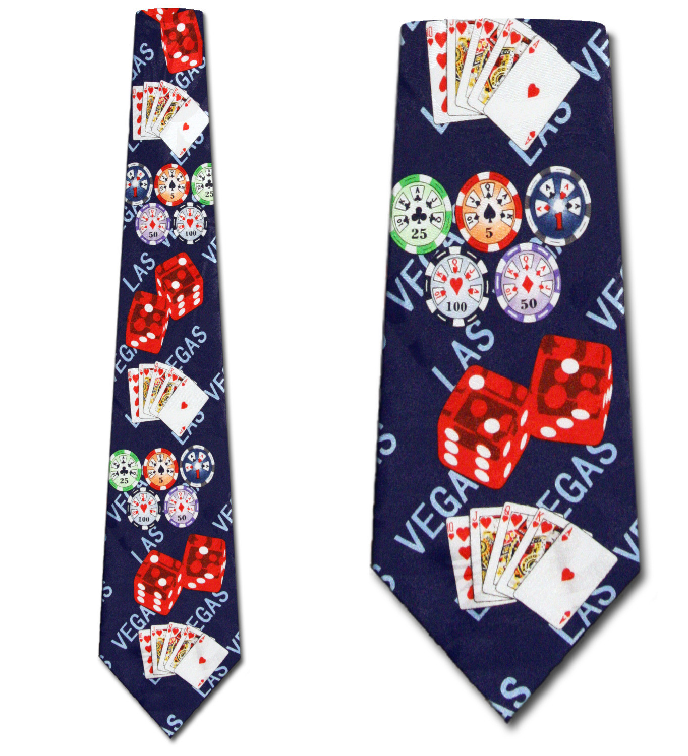 1727-102: Las Vegas Ties Casino Dice Cards Chips Neckties Navy by Steven Harris